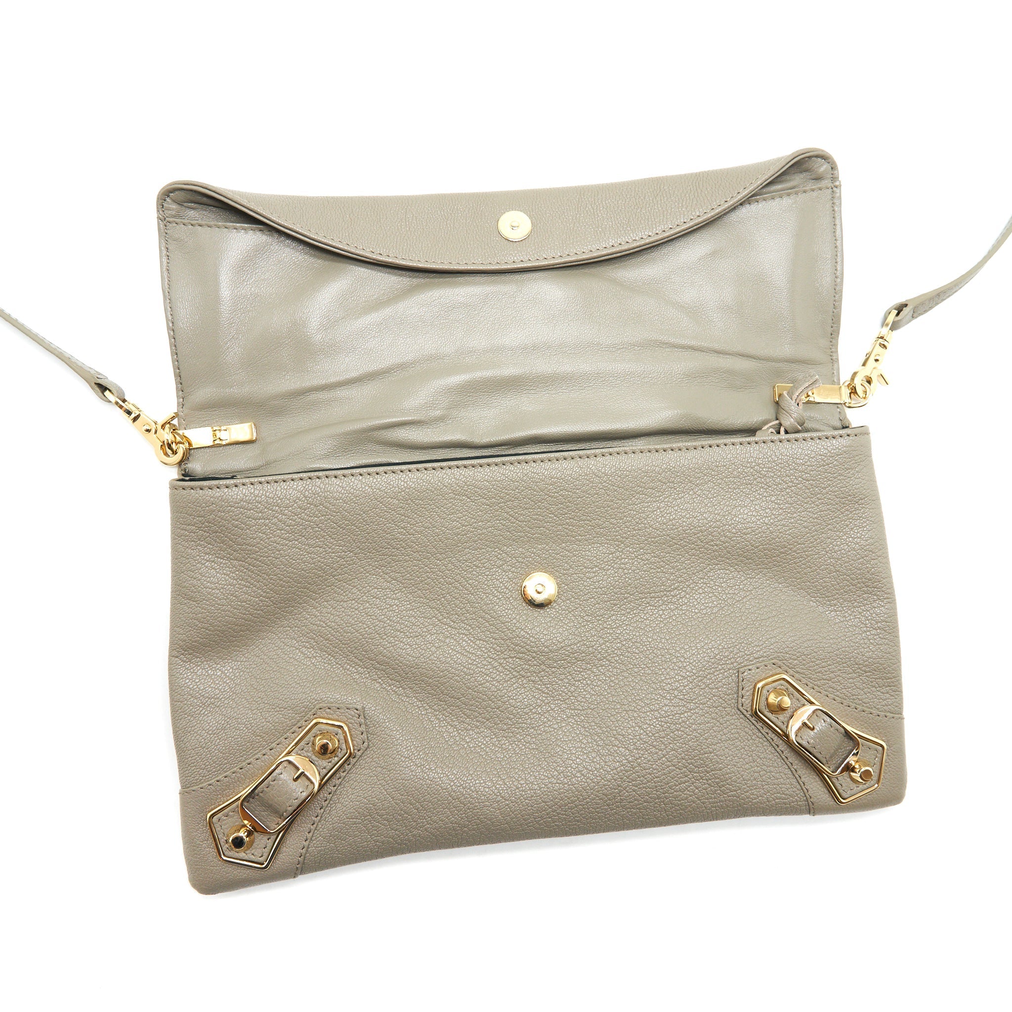 BALENCIAGA CITY FOLD CLUTCH/ SHOULDER BAG GREY GHW