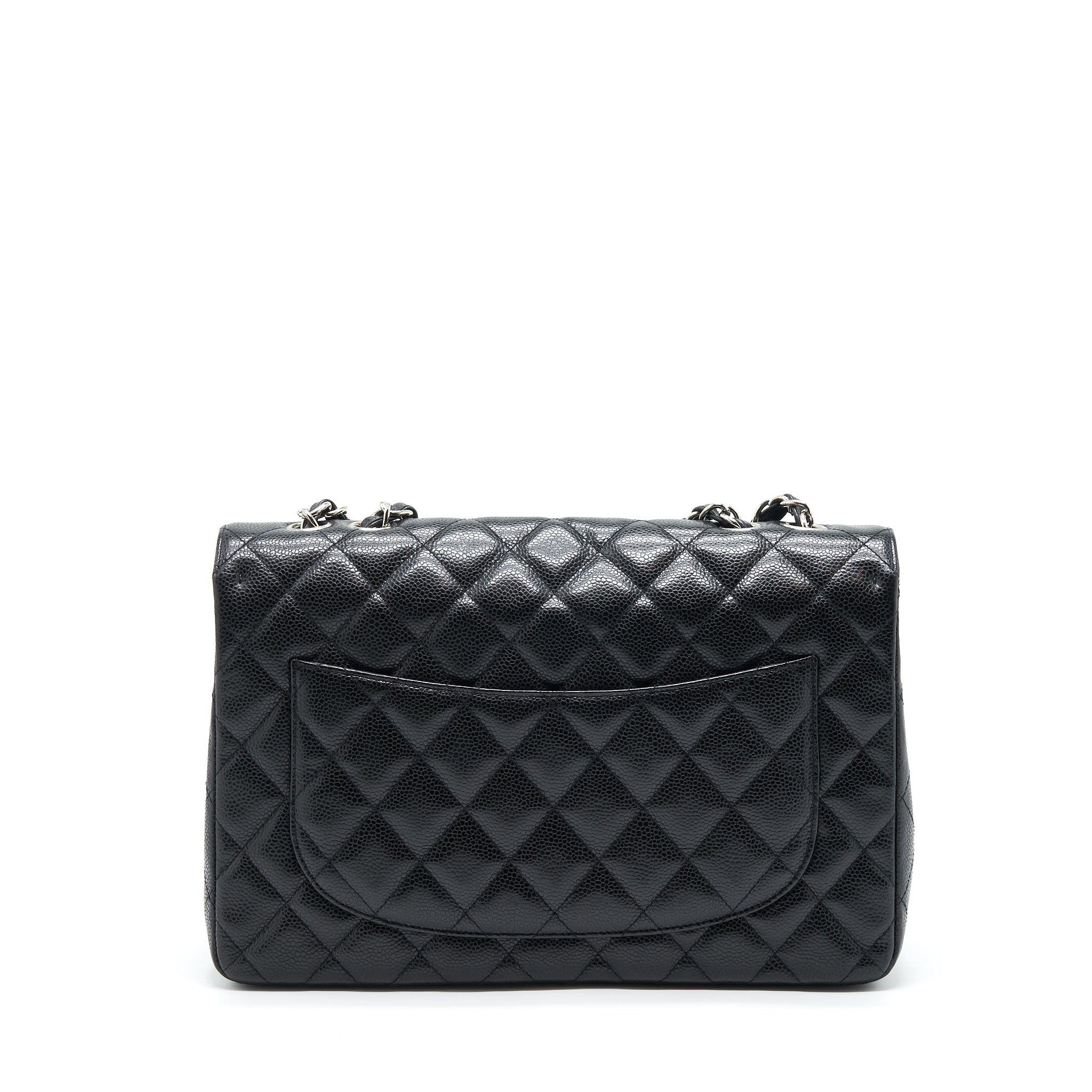 CHANEL JUMBO SINGLE FLAP BAG CAVIAR BLACK SHW