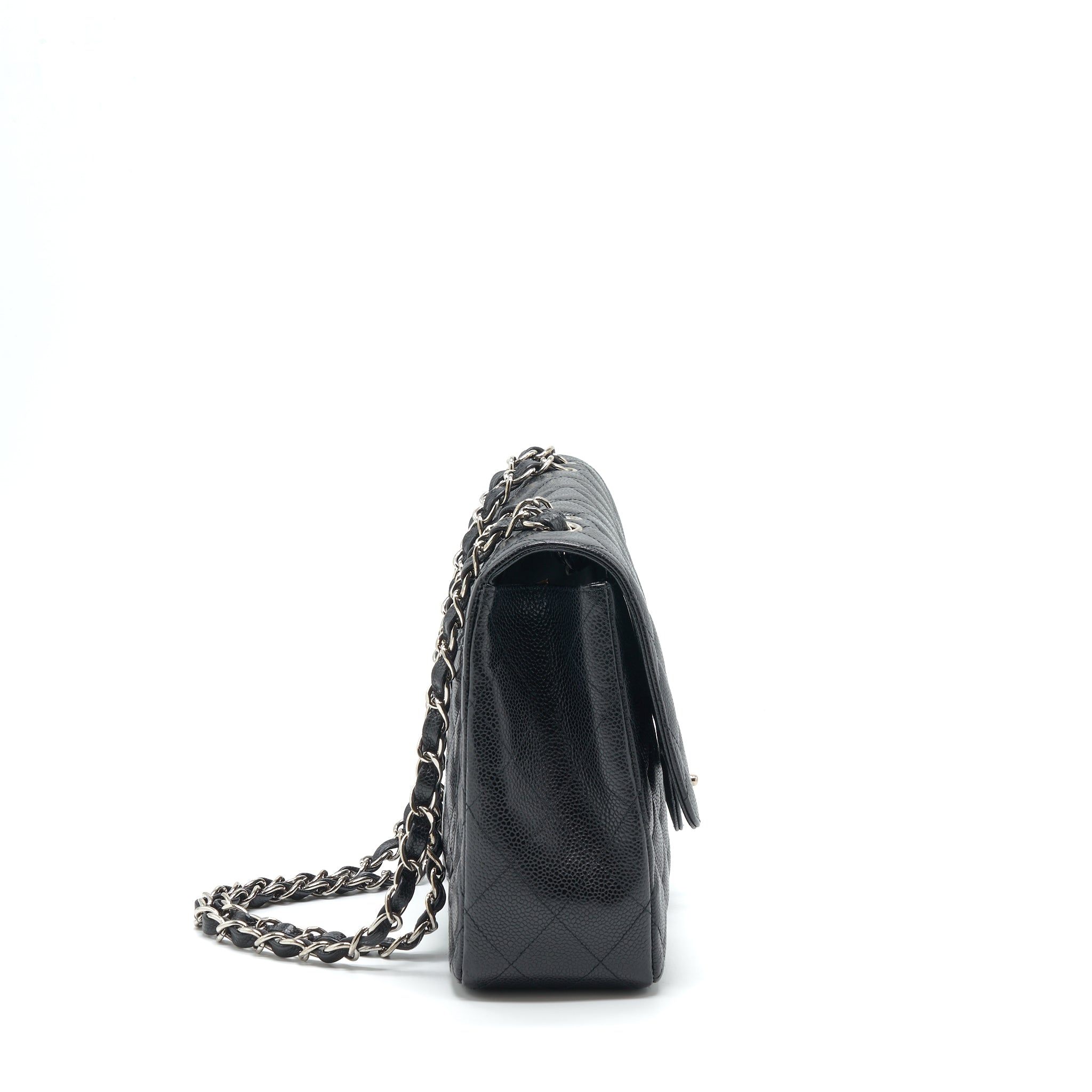CHANEL JUMBO SINGLE FLAP BAG CAVIAR BLACK SHW