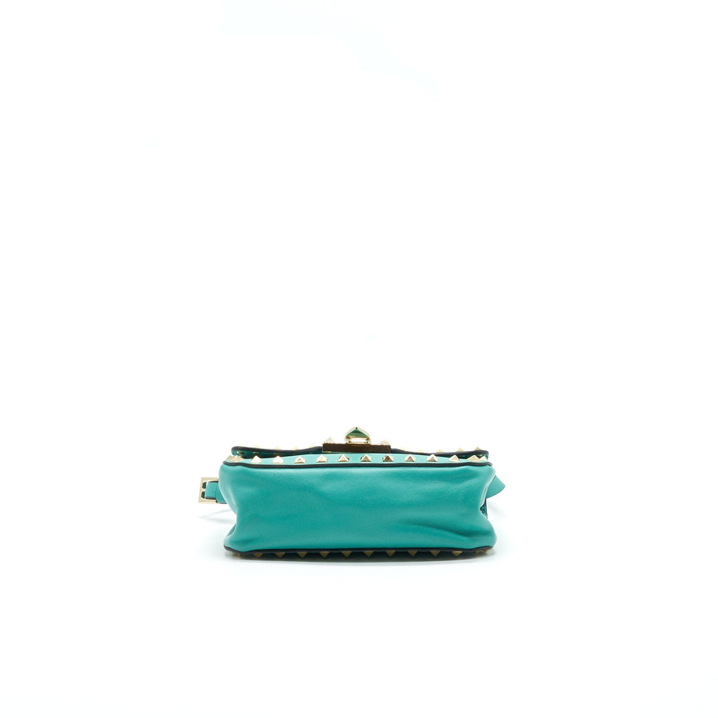VALENTINO SMALL ROCKSTUD CROSSBODY FLAP BAG GREEN