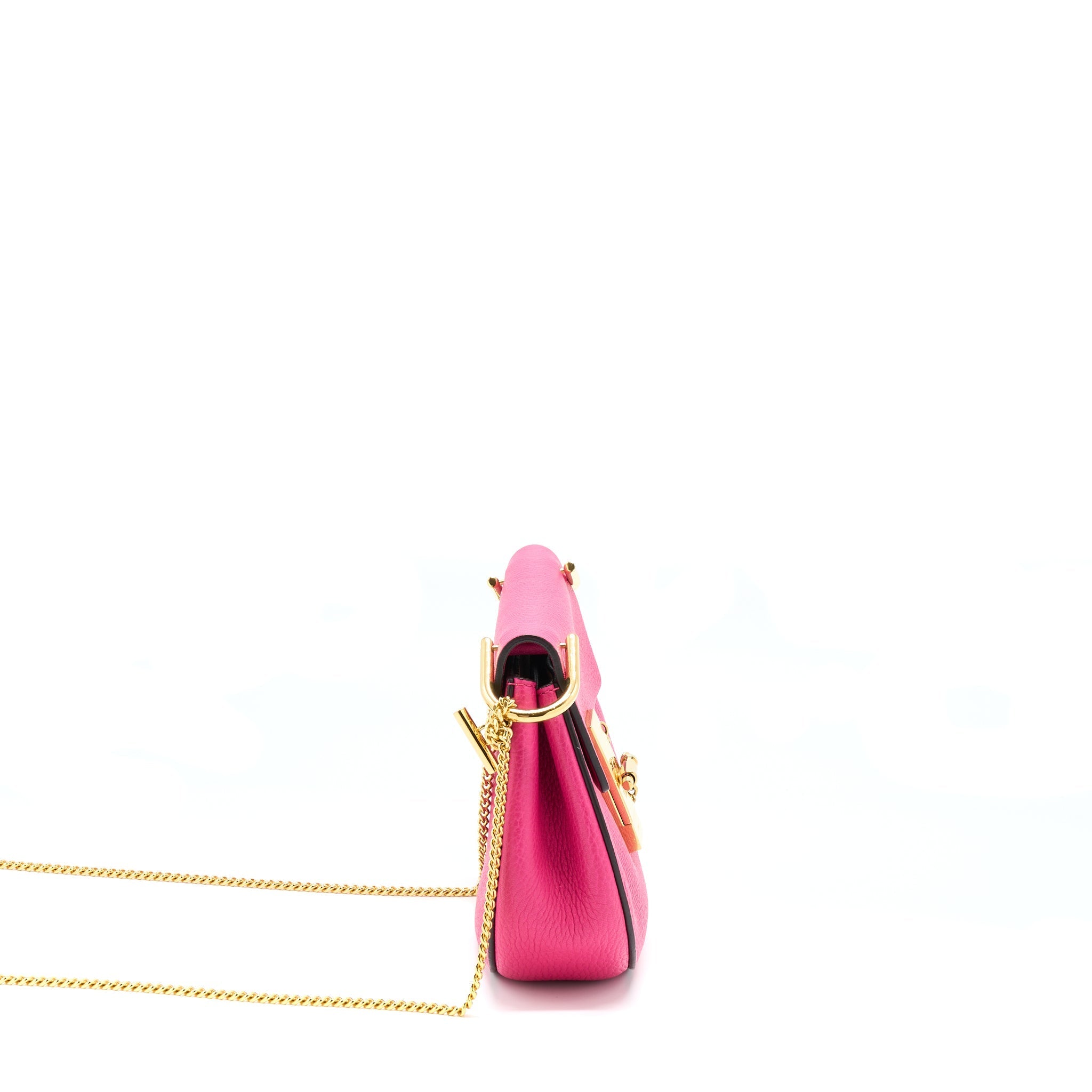 CHLOE DREW SHOULDER BAG GRAINED CALFSKIN PINK GHW