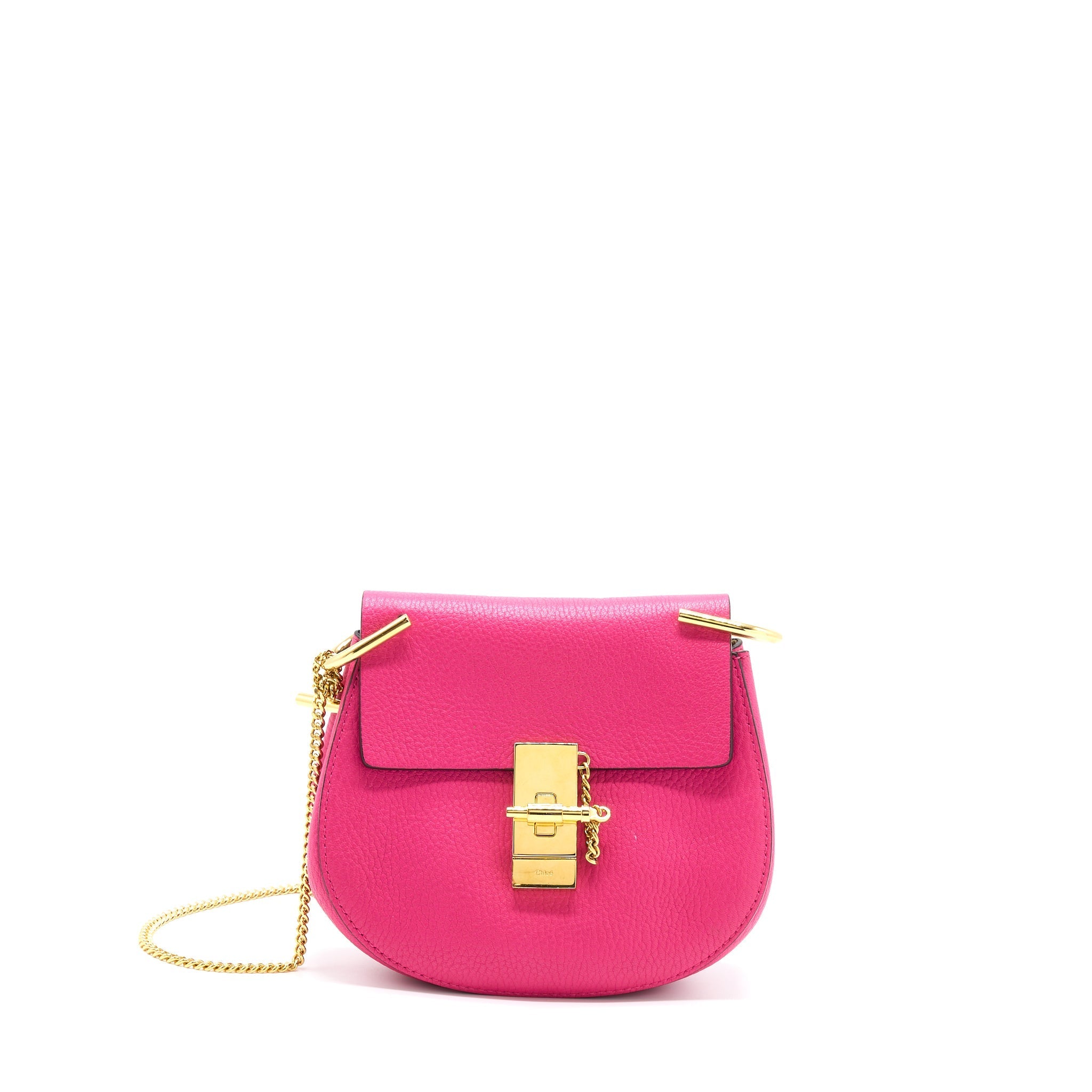 CHLOE DREW SHOULDER BAG GRAINED CALFSKIN PINK GHW