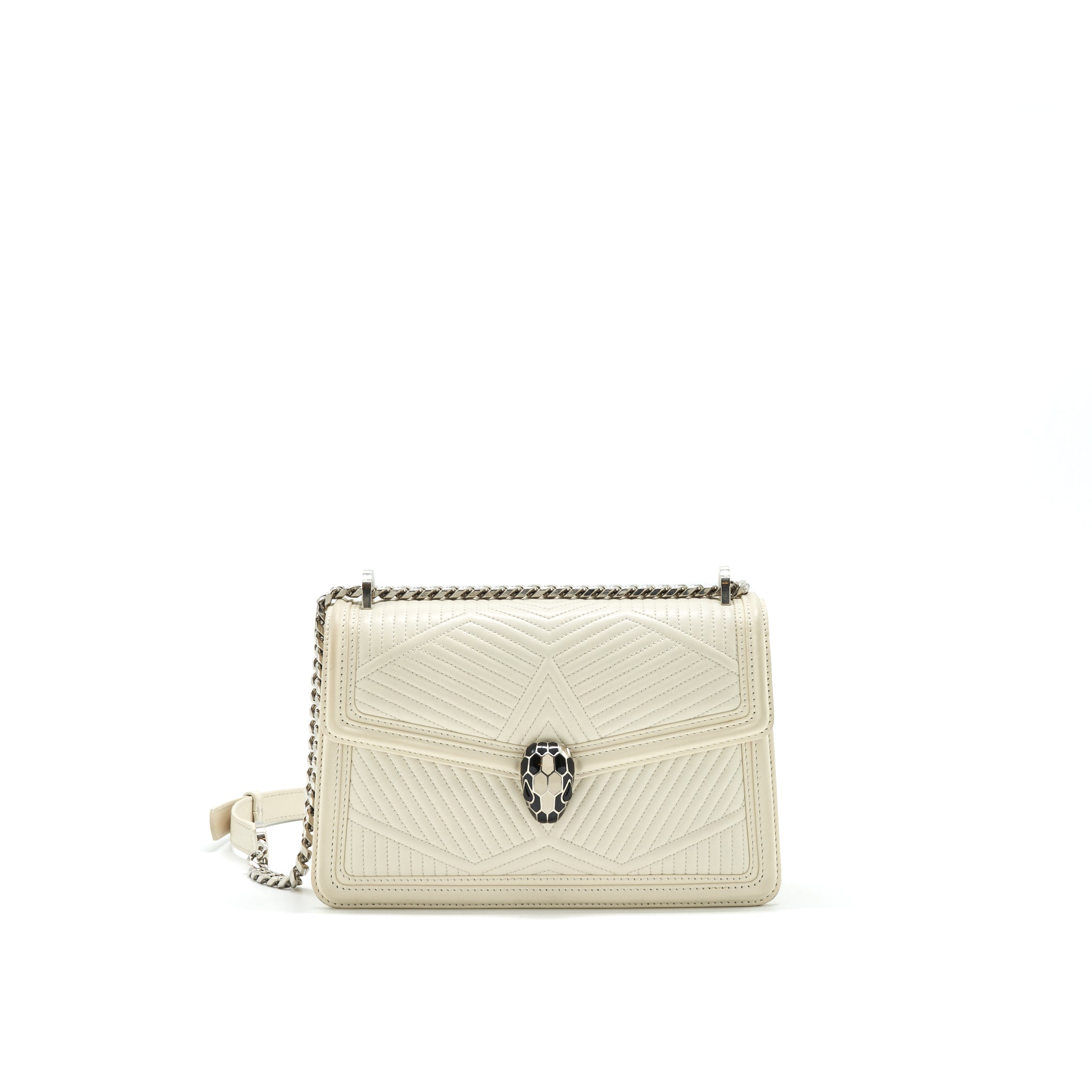 BVLGARI SERPENTI DIAMOND BLAST SHOULDER BAG IN WHITE SHW