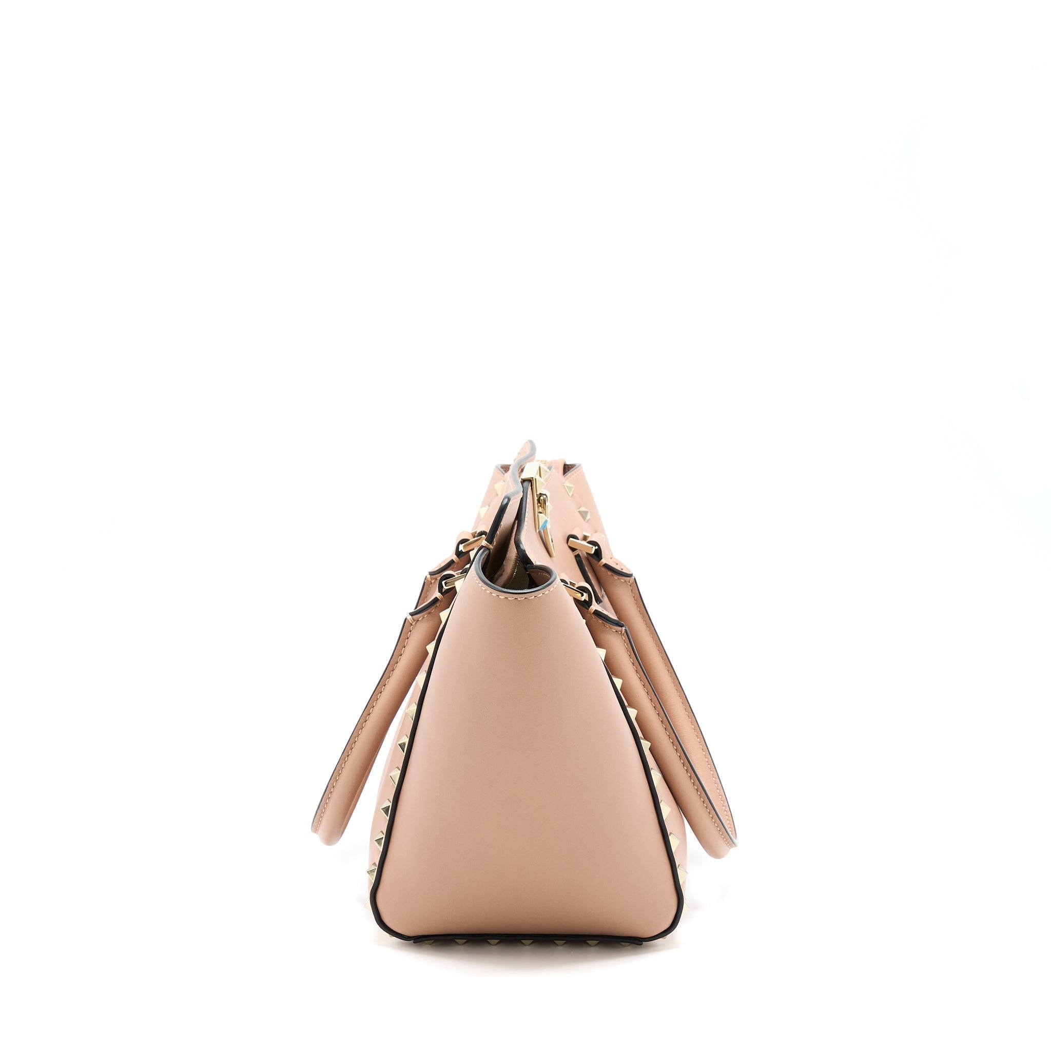 VALENTINO ROCKSTUD DOUBLE HANDLE TOP BAG PINK LGHW