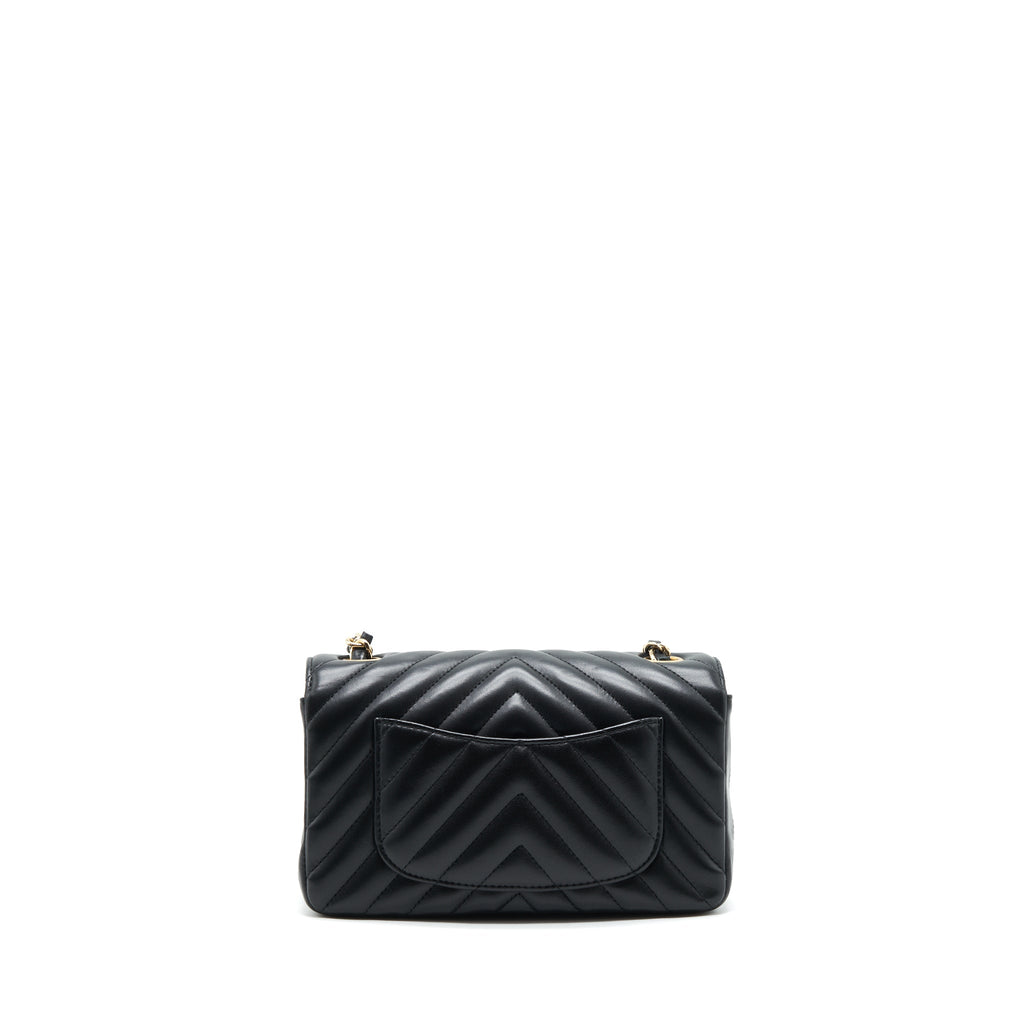 CHANEL CHEVRON MINI RECTANGULAR FLAP BAG BLACK LGHW