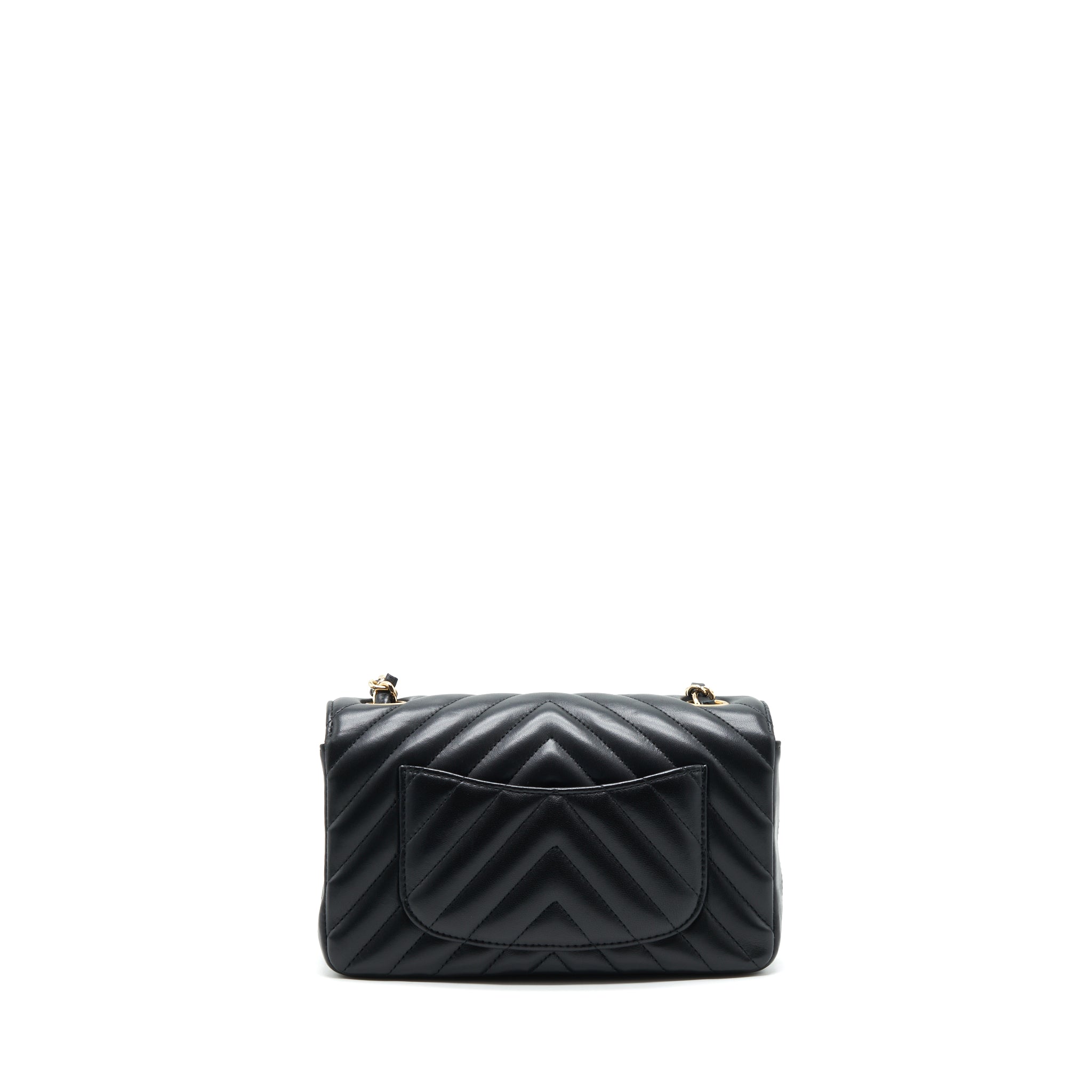 CHANEL CHEVRON MINI RECTANGULAR FLAP BAG BLACK LGHW