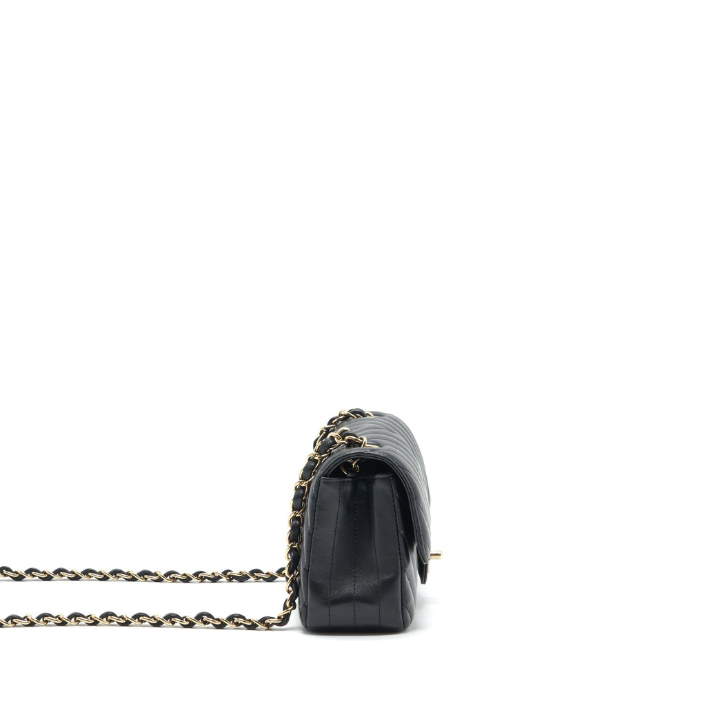 CHANEL CHEVRON MINI RECTANGULAR FLAP BAG BLACK LGHW