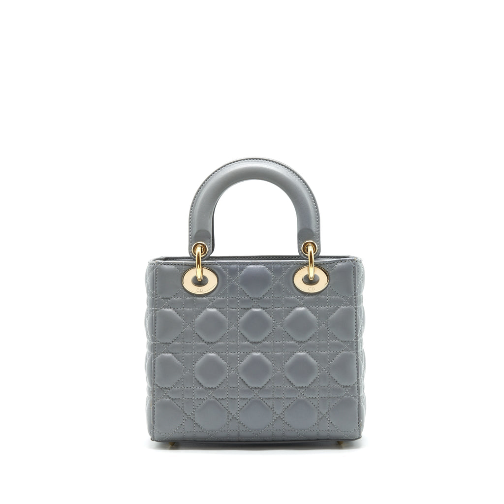 CHRISTIAN DIOR SMALL LADY DIOR LAMBSKIN GREY GHW