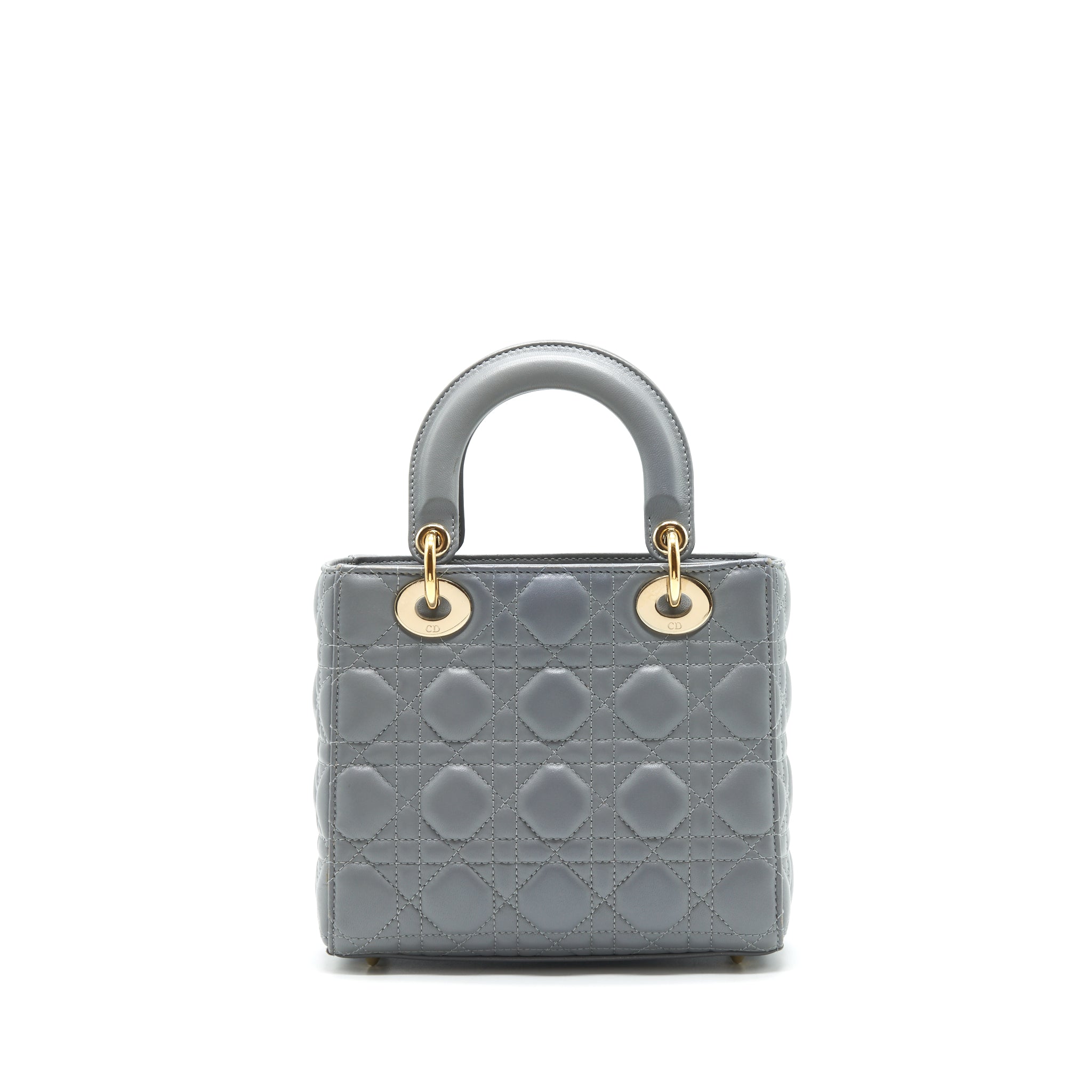 CHRISTIAN DIOR SMALL LADY DIOR LAMBSKIN GREY GHW