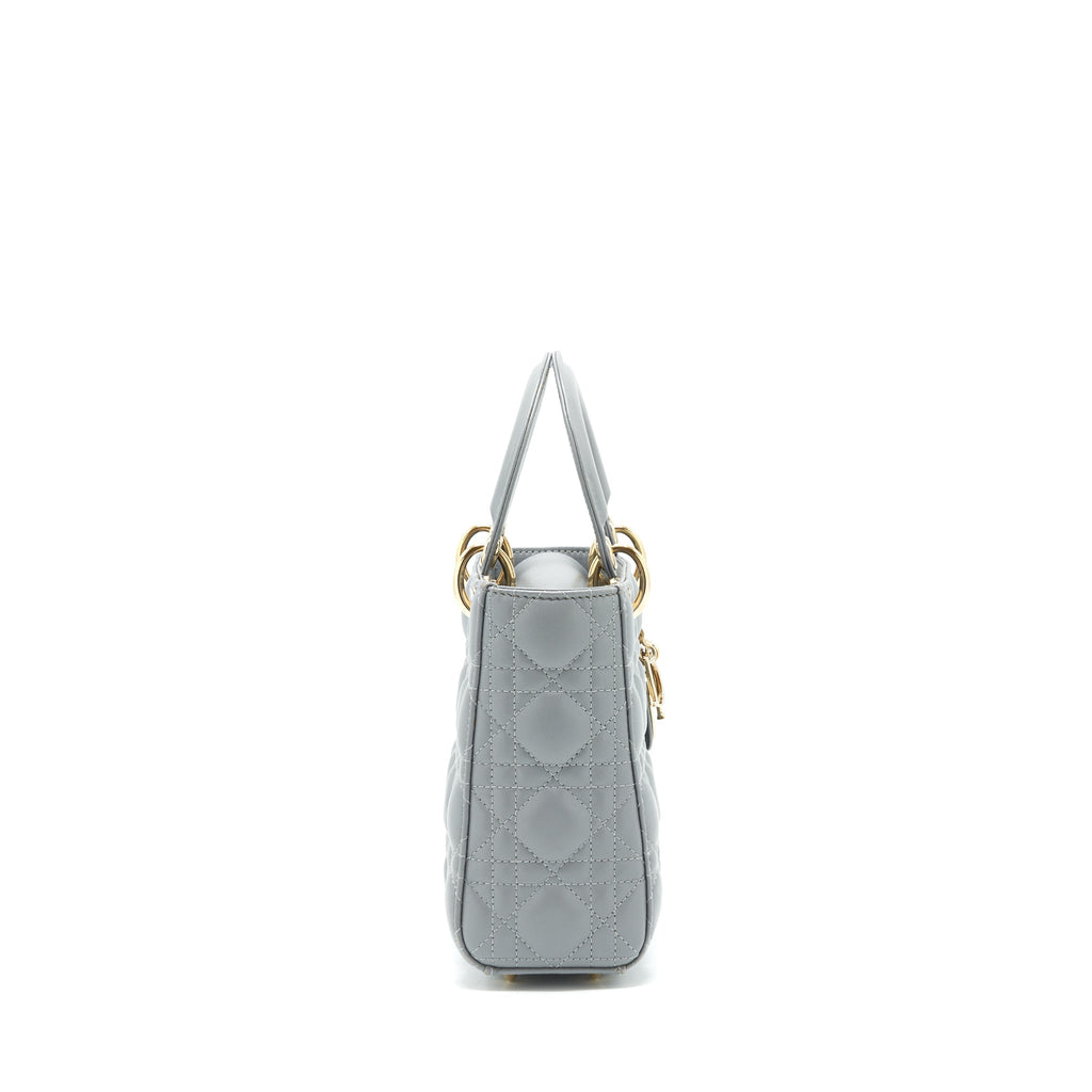 CHRISTIAN DIOR SMALL LADY DIOR LAMBSKIN GREY GHW