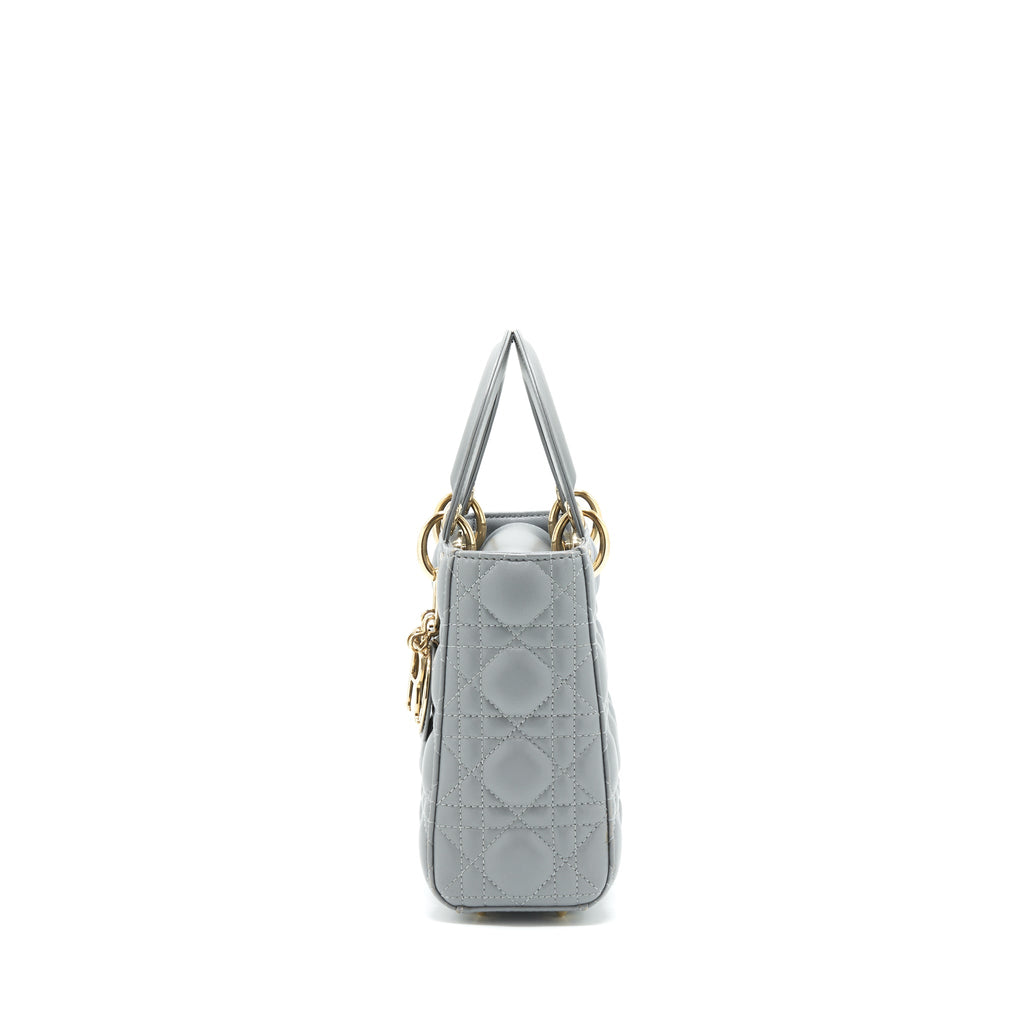 CHRISTIAN DIOR SMALL LADY DIOR LAMBSKIN GREY GHW