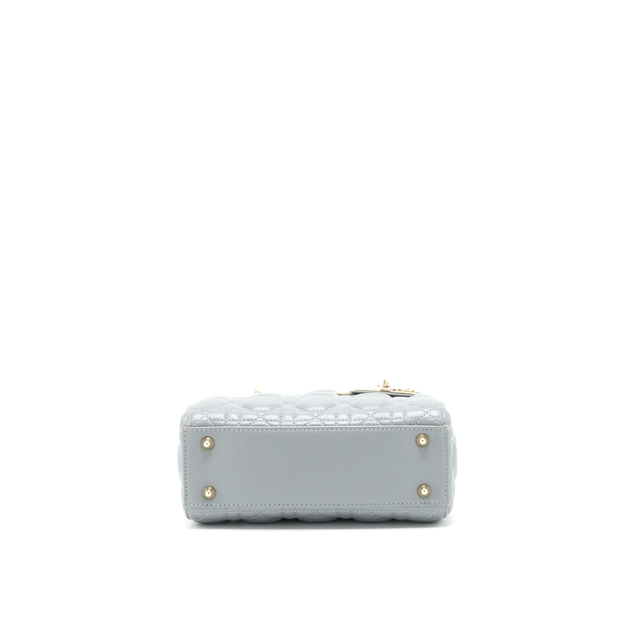 CHRISTIAN DIOR SMALL LADY DIOR LAMBSKIN GREY GHW