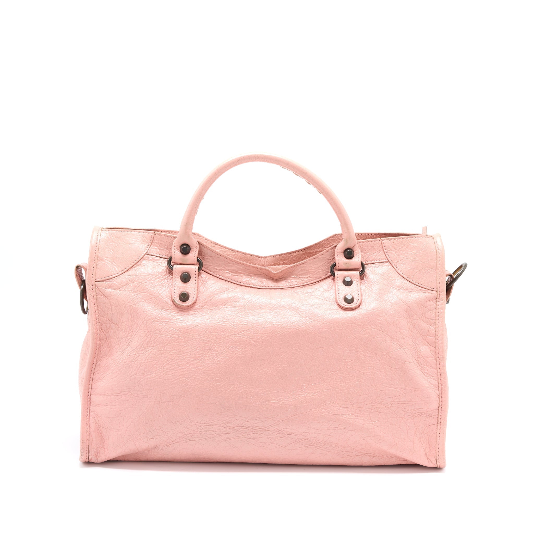 BALENCIAGA CLASSIC CITY BAG LEATHER PINK BLACK HARDWARE