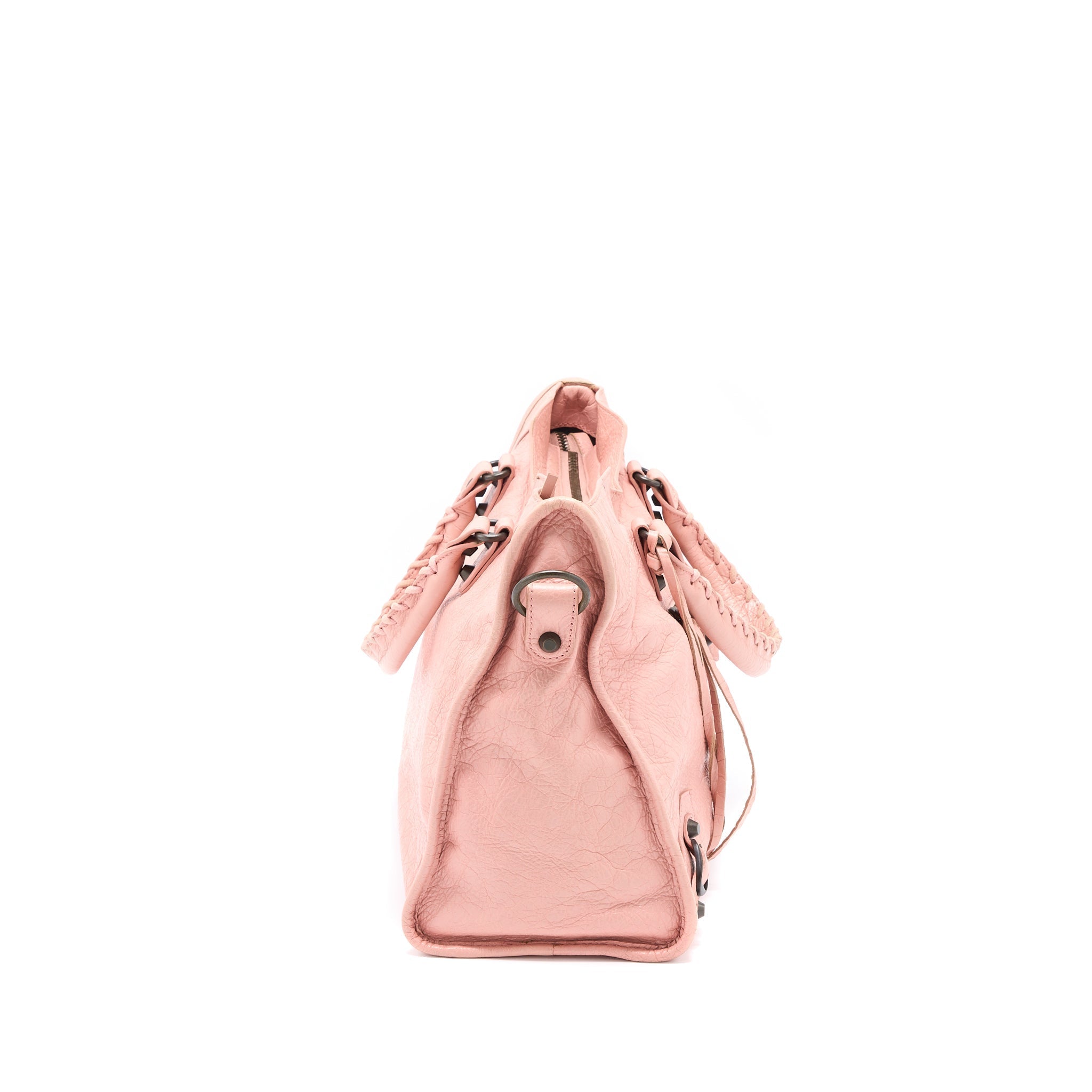 BALENCIAGA CLASSIC CITY BAG LEATHER PINK BLACK HARDWARE