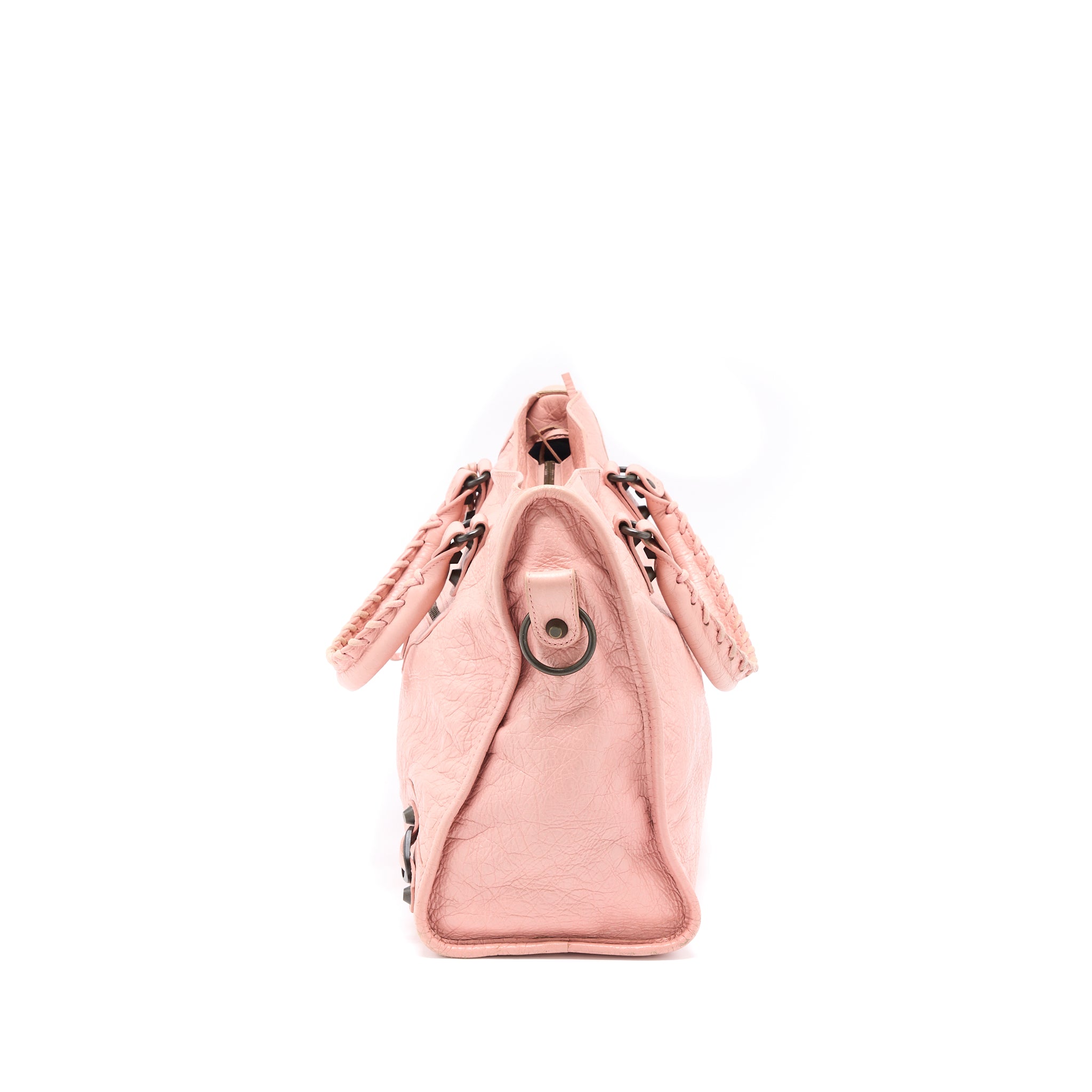 BALENCIAGA CLASSIC CITY BAG LEATHER PINK BLACK HARDWARE