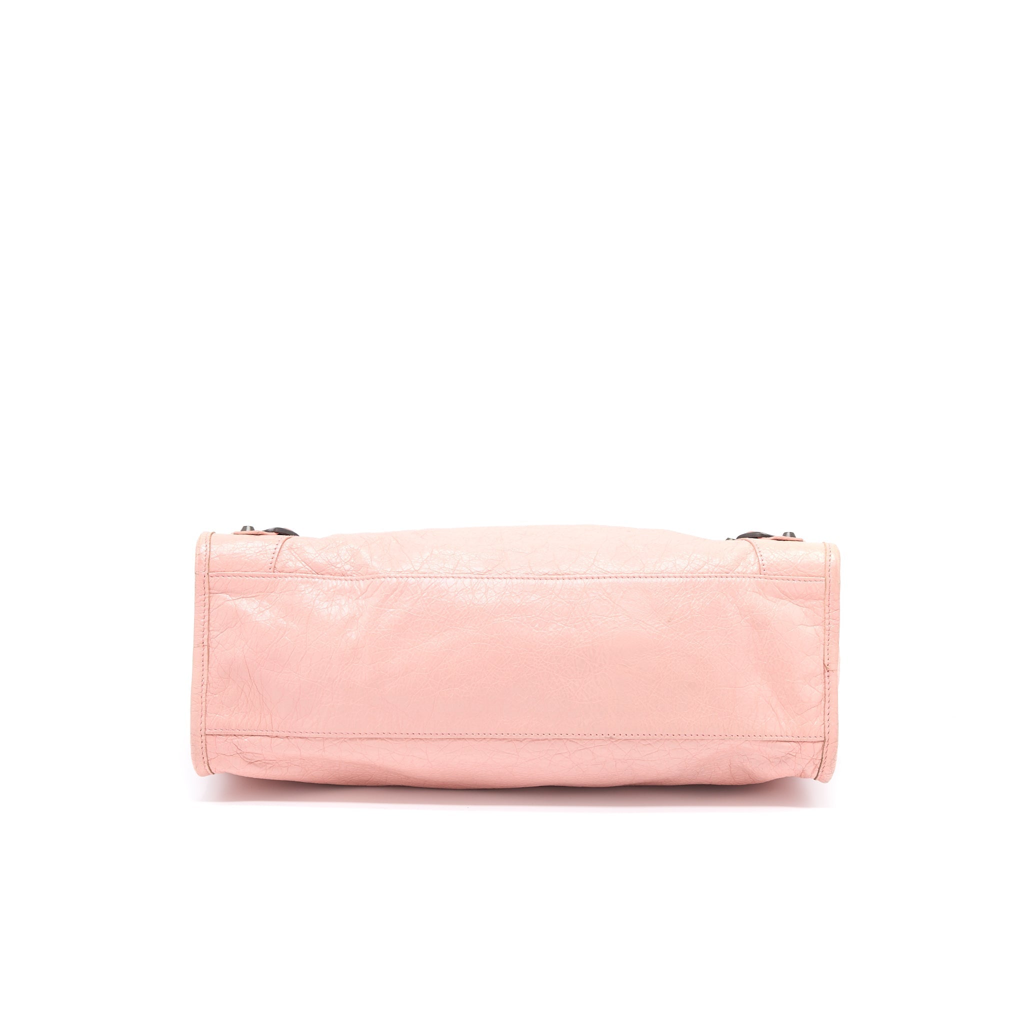 BALENCIAGA CLASSIC CITY BAG LEATHER PINK BLACK HARDWARE