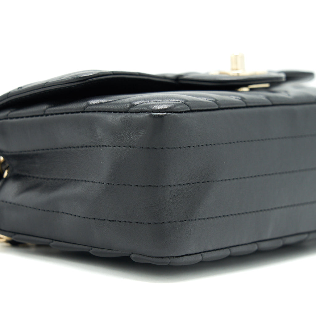 CHANEL CHEVRON MINI RECTANGULAR FLAP BAG BLACK LGHW