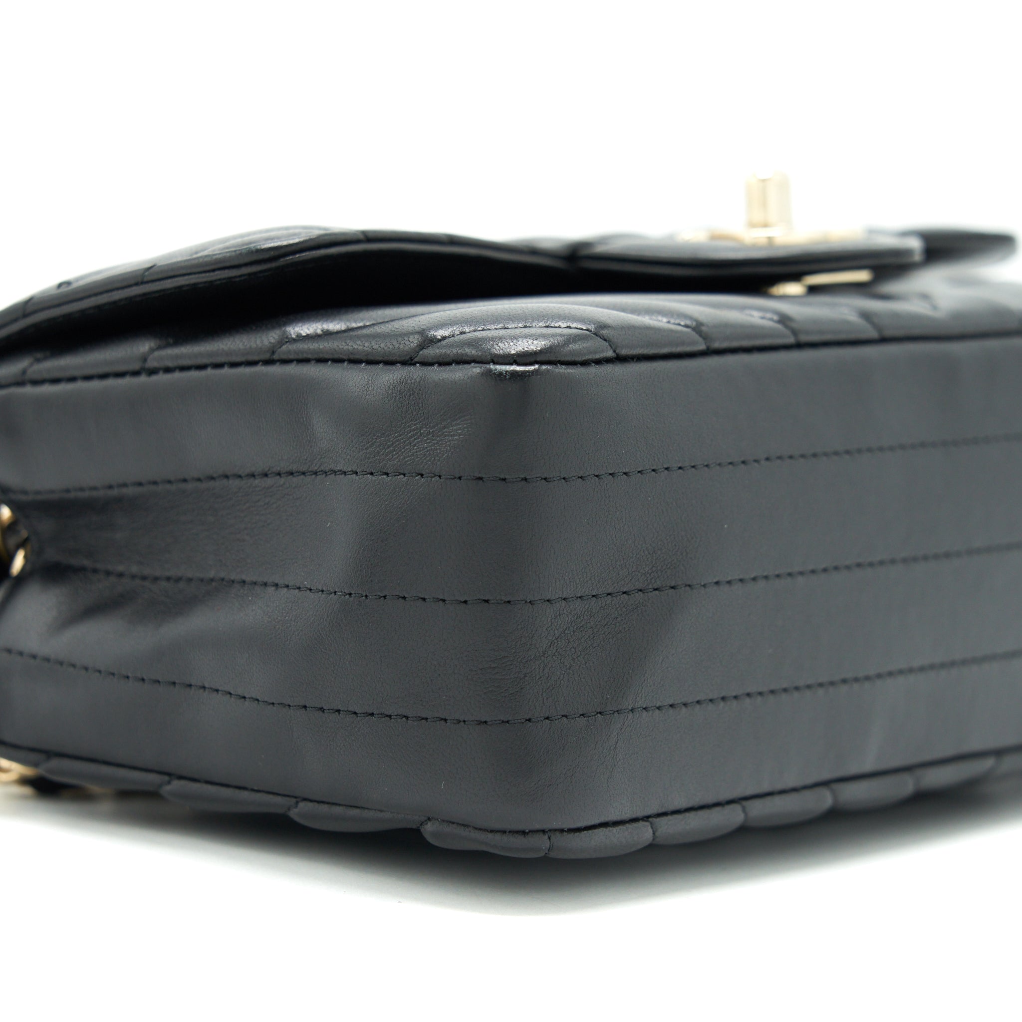 CHANEL CHEVRON MINI RECTANGULAR FLAP BAG BLACK LGHW