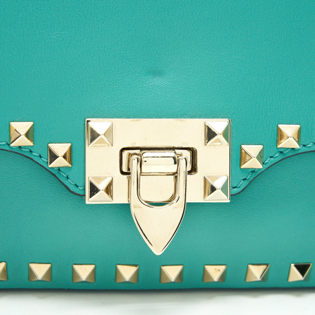 VALENTINO SMALL ROCKSTUD CROSSBODY FLAP BAG GREEN