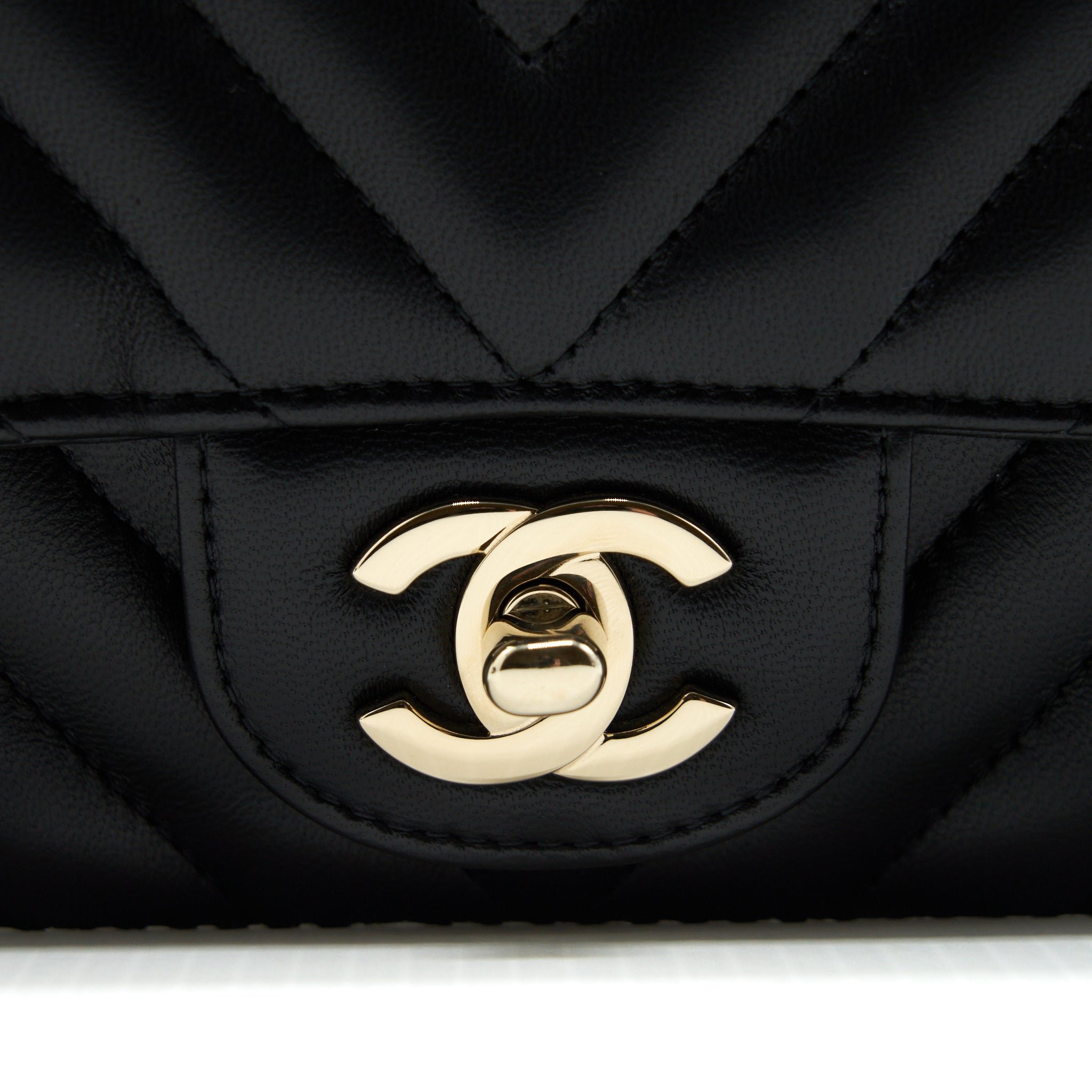 CHANEL CHEVRON MINI RECTANGULAR FLAP BAG BLACK LGHW