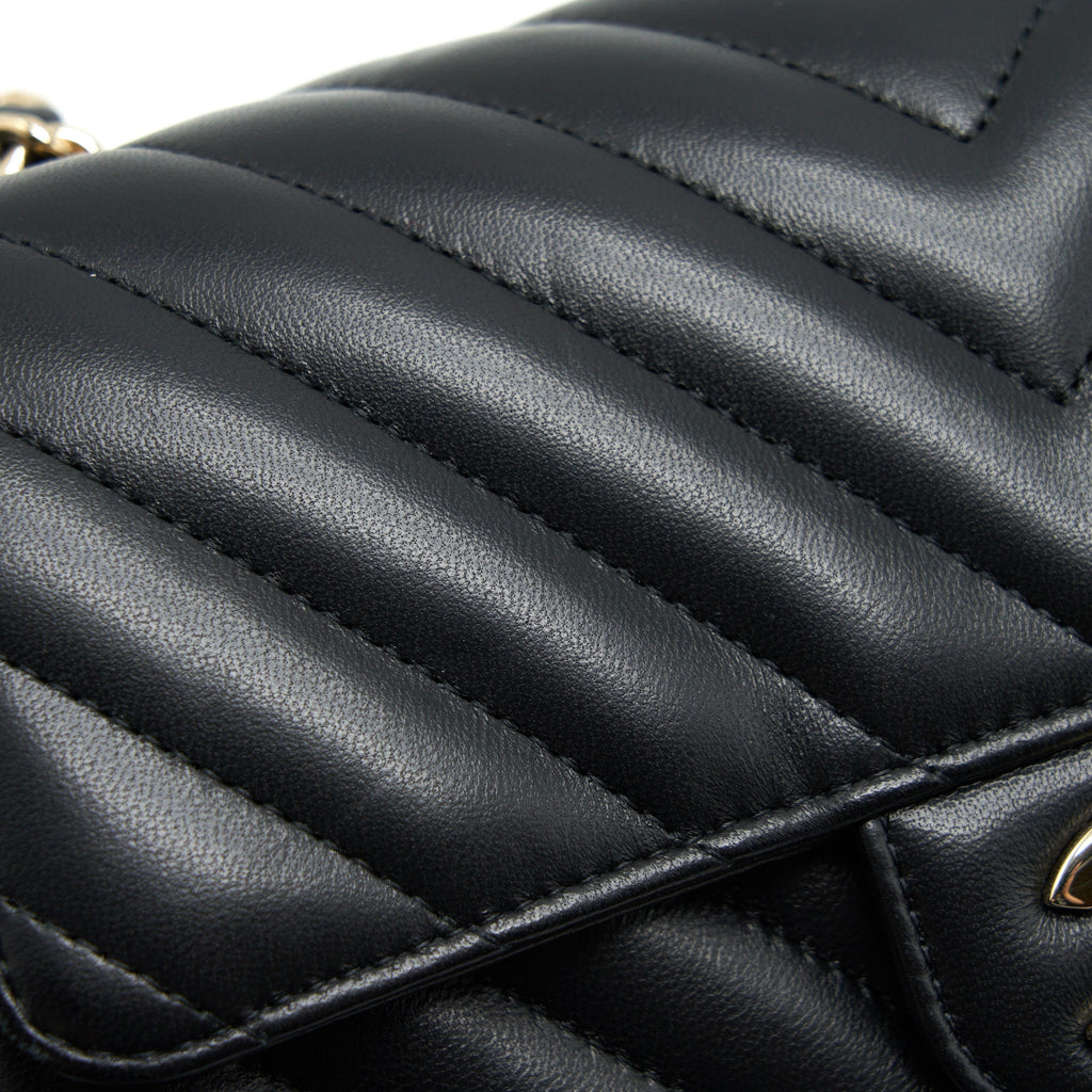 CHANEL CHEVRON MINI RECTANGULAR FLAP BAG BLACK LGHW
