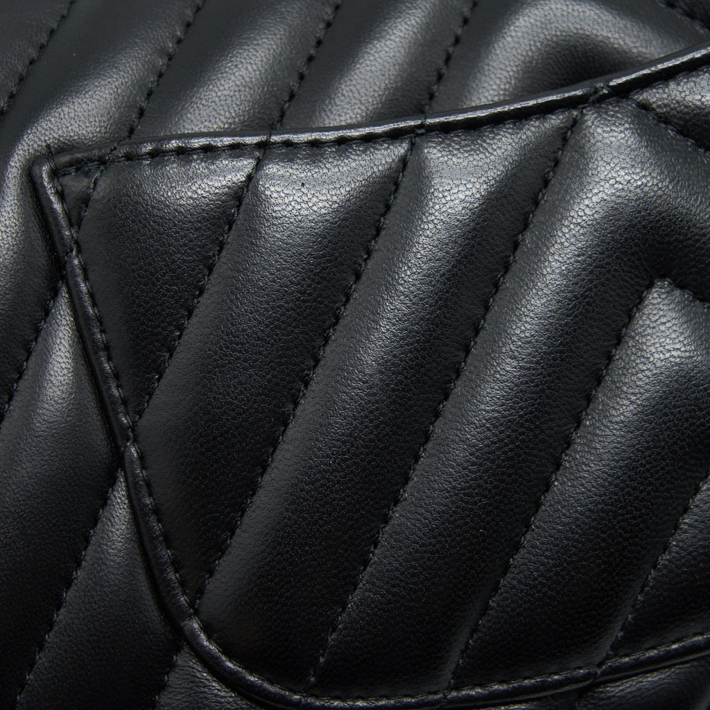 CHANEL CHEVRON MINI RECTANGULAR FLAP BAG BLACK LGHW