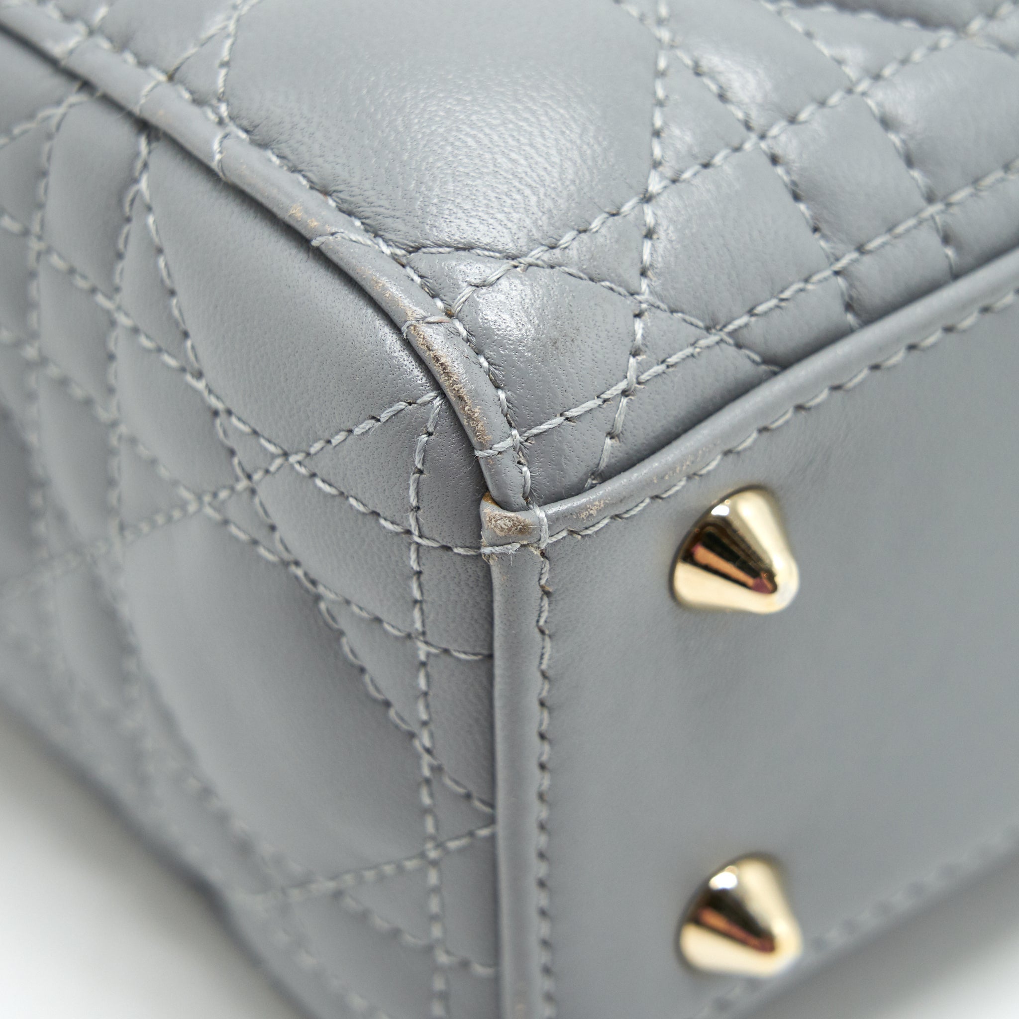 CHRISTIAN DIOR SMALL LADY DIOR LAMBSKIN GREY GHW