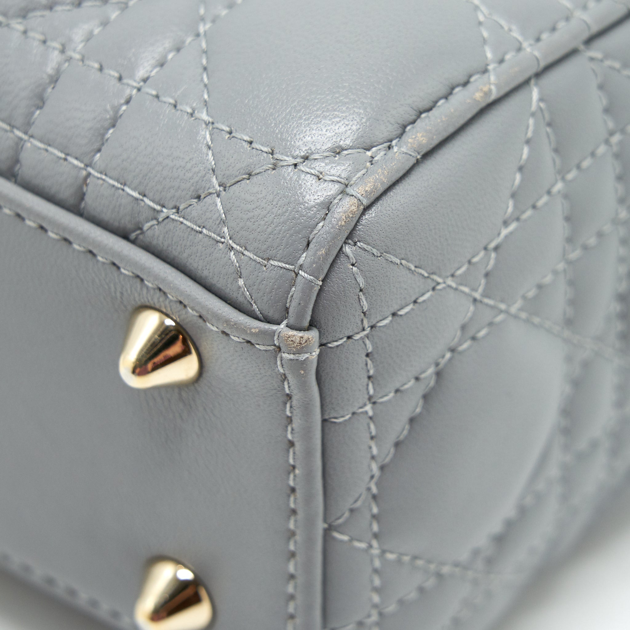 CHRISTIAN DIOR SMALL LADY DIOR LAMBSKIN GREY GHW