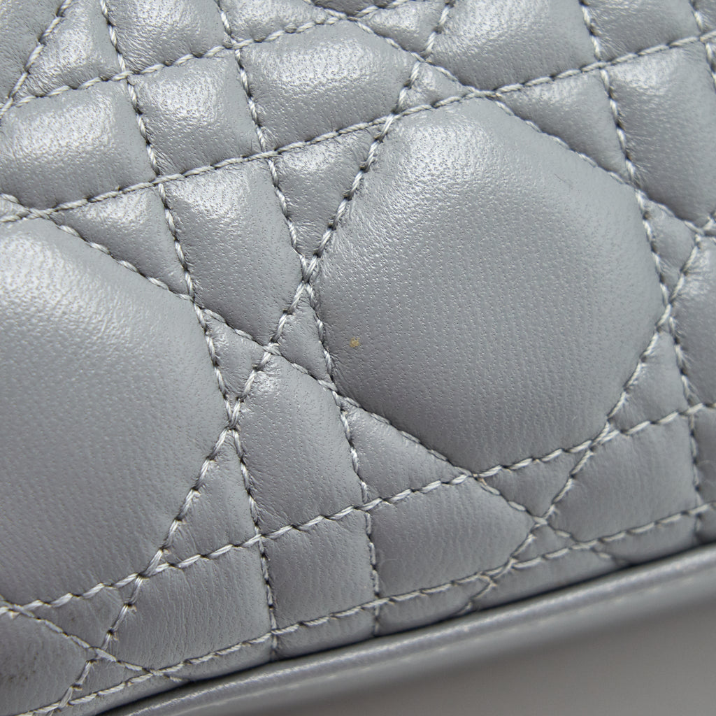 CHRISTIAN DIOR SMALL LADY DIOR LAMBSKIN GREY GHW
