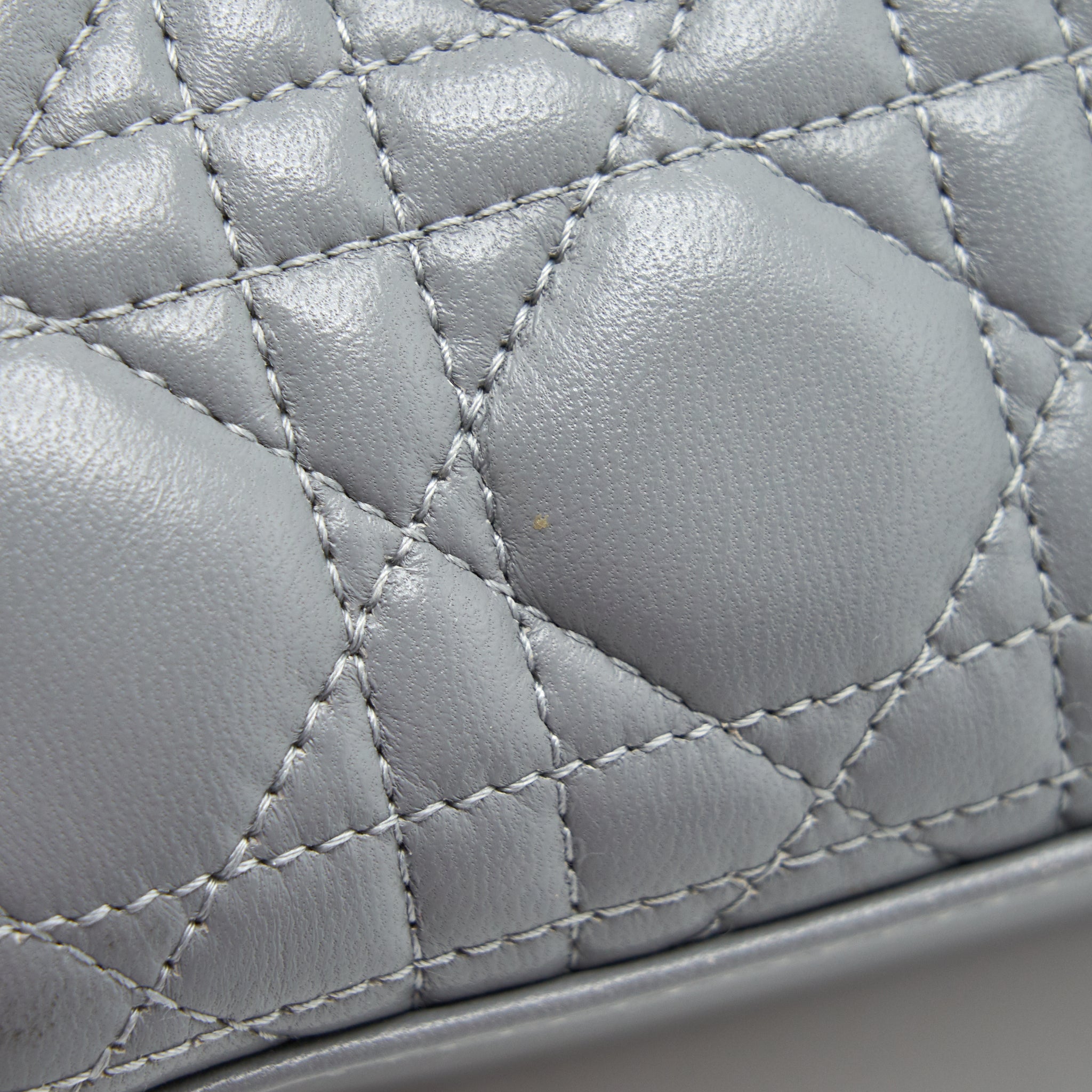 CHRISTIAN DIOR SMALL LADY DIOR LAMBSKIN GREY GHW