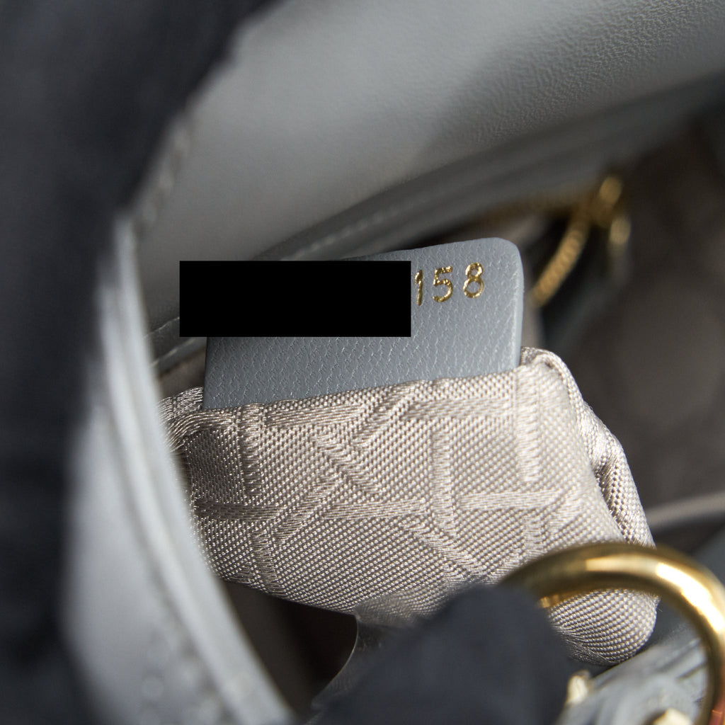 CHRISTIAN DIOR SMALL LADY DIOR LAMBSKIN GREY GHW
