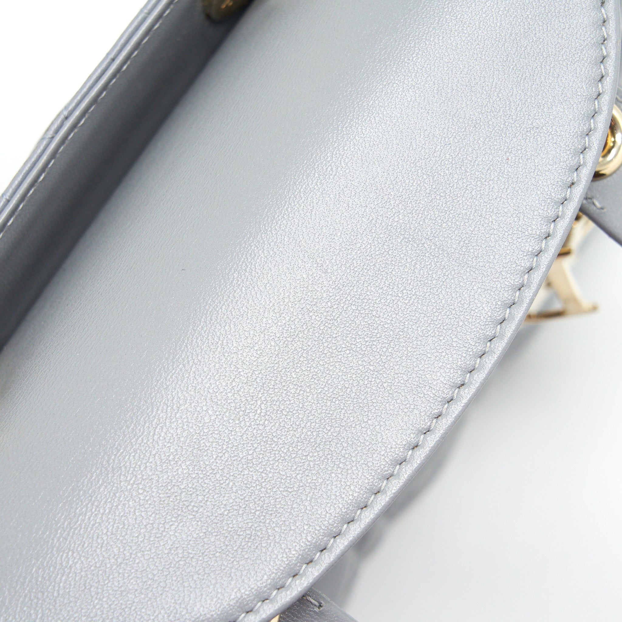 CHRISTIAN DIOR SMALL LADY DIOR LAMBSKIN GREY GHW