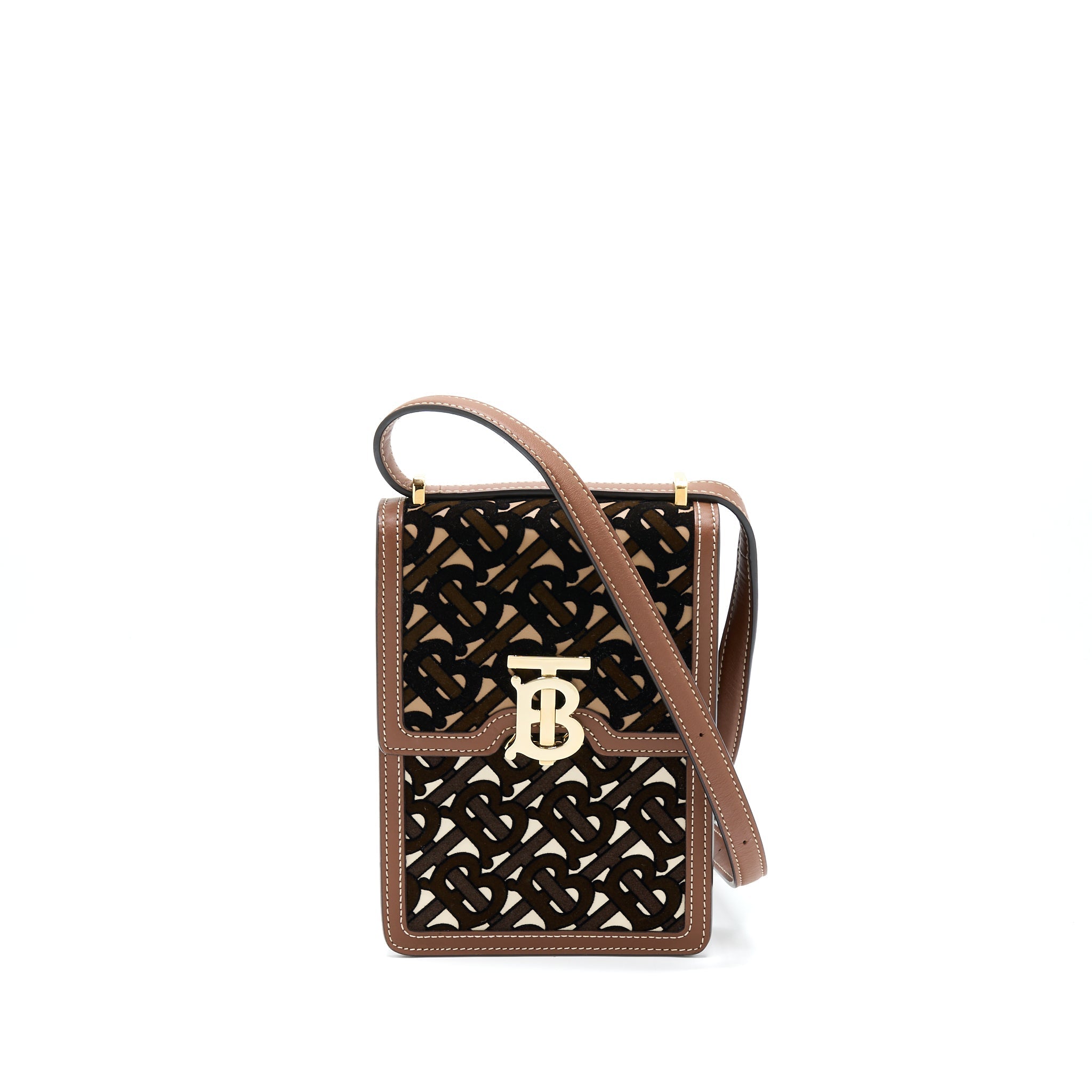 BURBERRY ROBIN BAG MONOGRAM FLOCKED LEATHER GHW