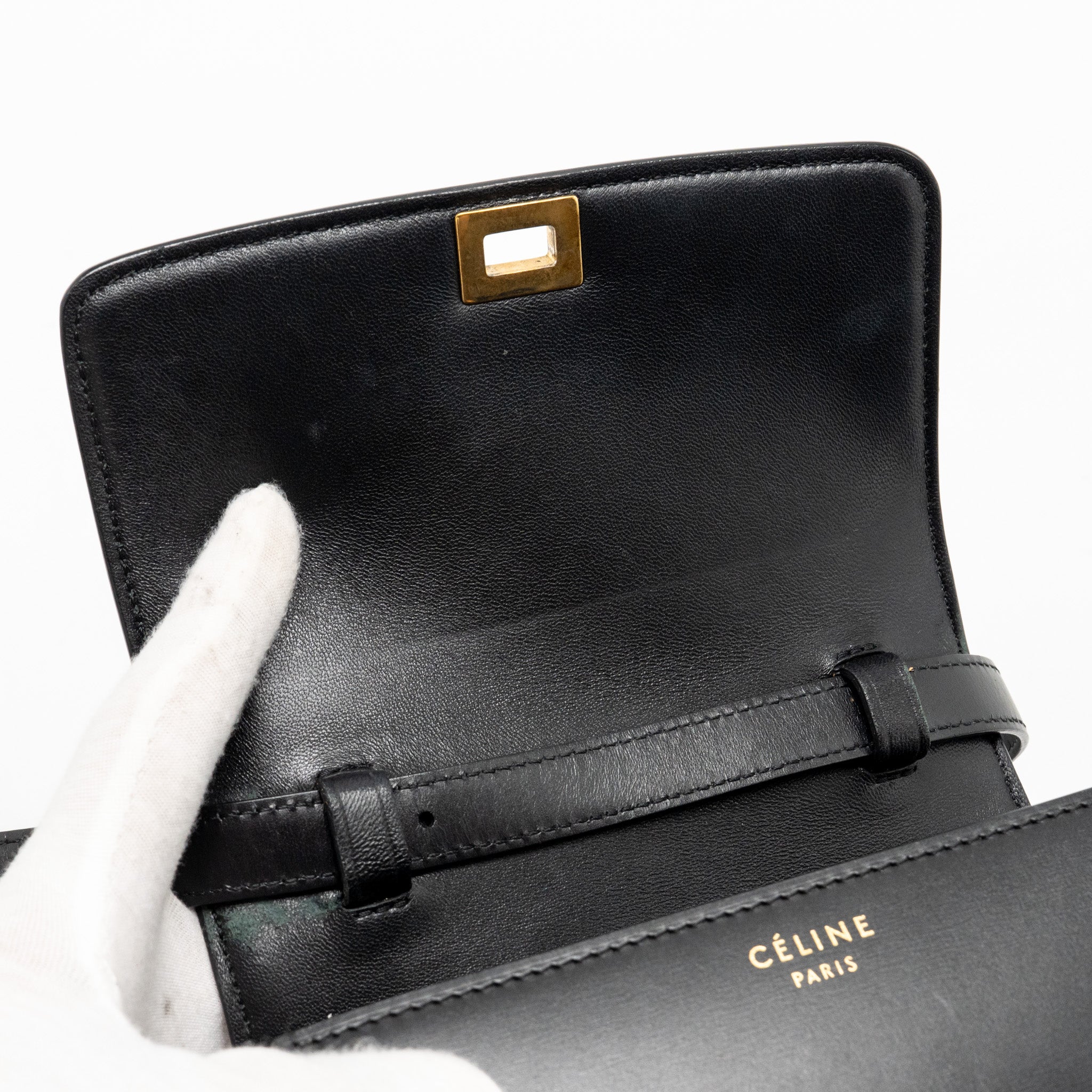 CELINE MINI CLASSIC BOX BAG CALFSKIN BLACK GHW