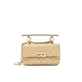 VALENTINO GARAVANI SMALL ROCKSTUD SPIKE SHOULDER BAG BEIGE LGHW