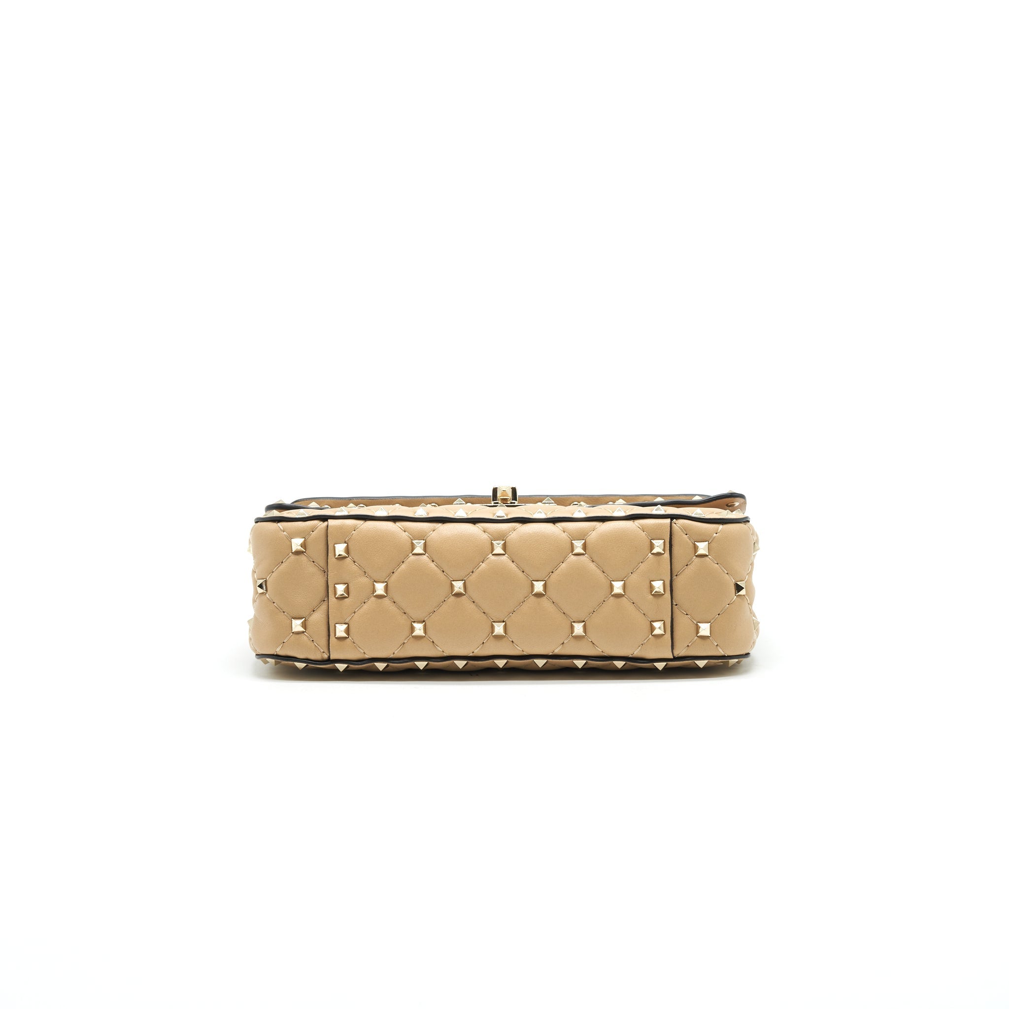 VALENTINO GARAVANI SMALL ROCKSTUD SPIKE SHOULDER BAG BEIGE LGHW