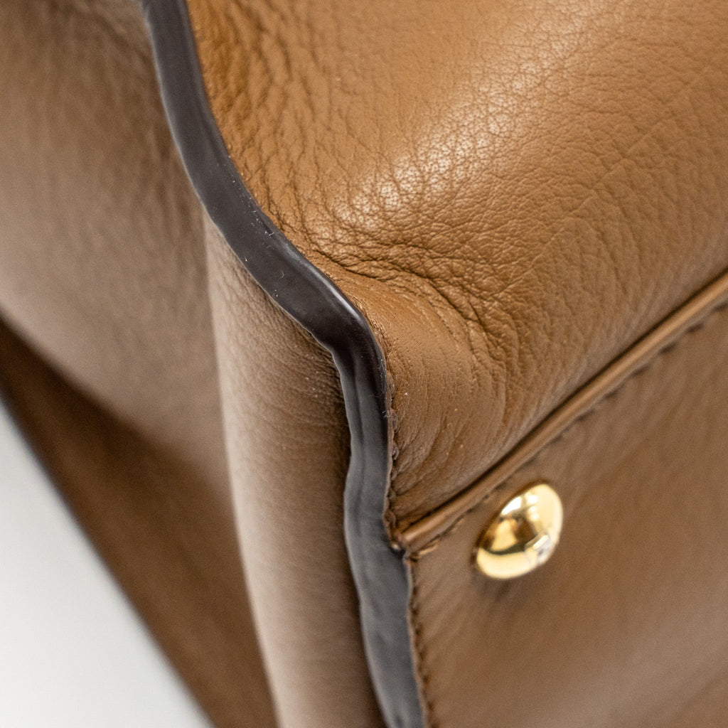 FENDI MEDIUM PEEKABOO CALFSKIN TOBACCO GHW