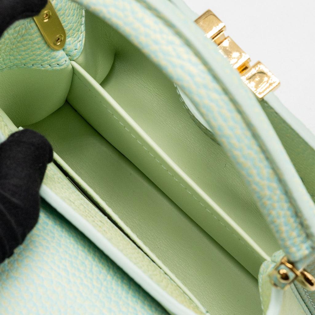 LOUIS VUITTON MINI CAPUCINES CALFSKIN IRIDESCENT GREEN LGHW