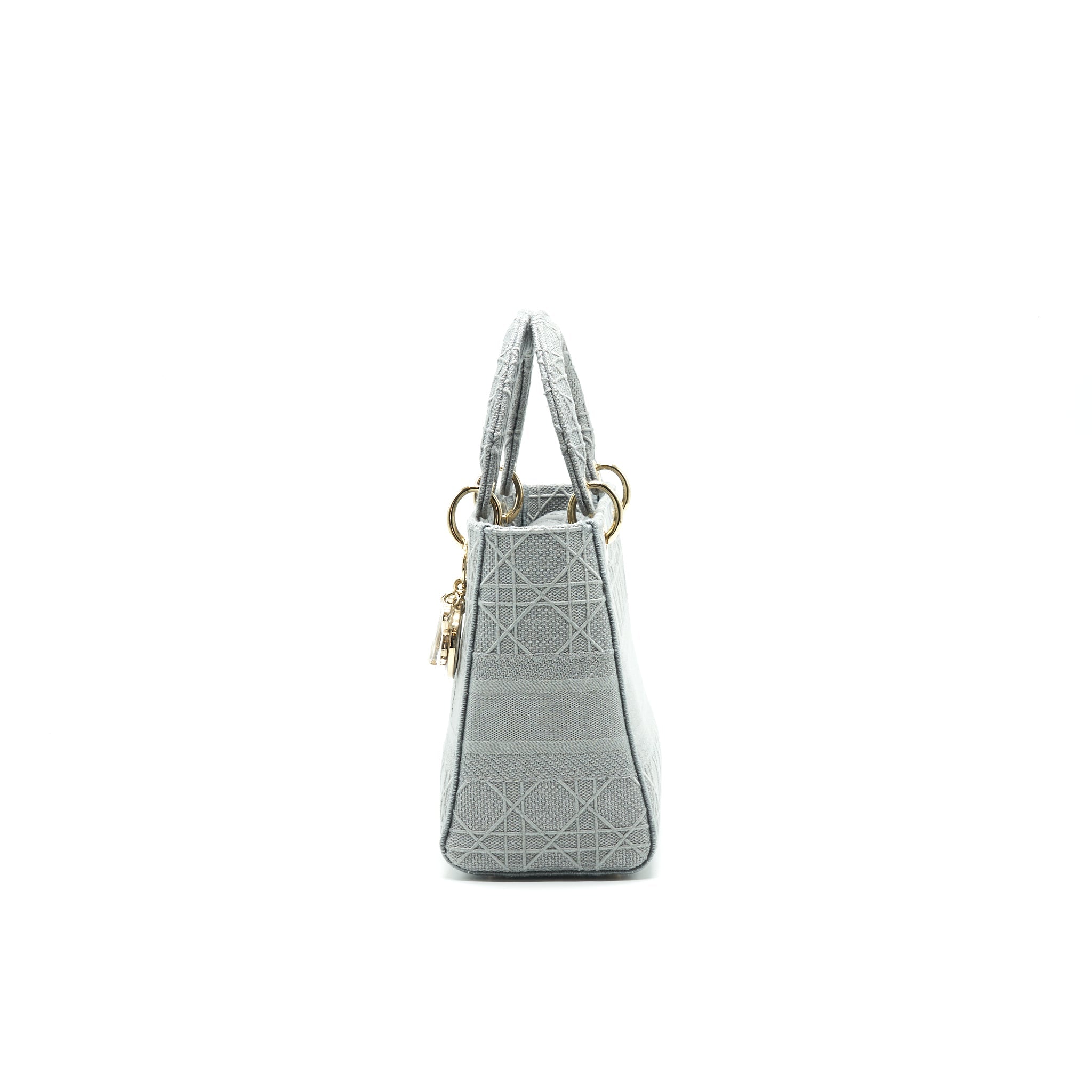 CHRISTIAN DIOR CANNAGE CANVAS MEDIUM LADY DIOR GREY