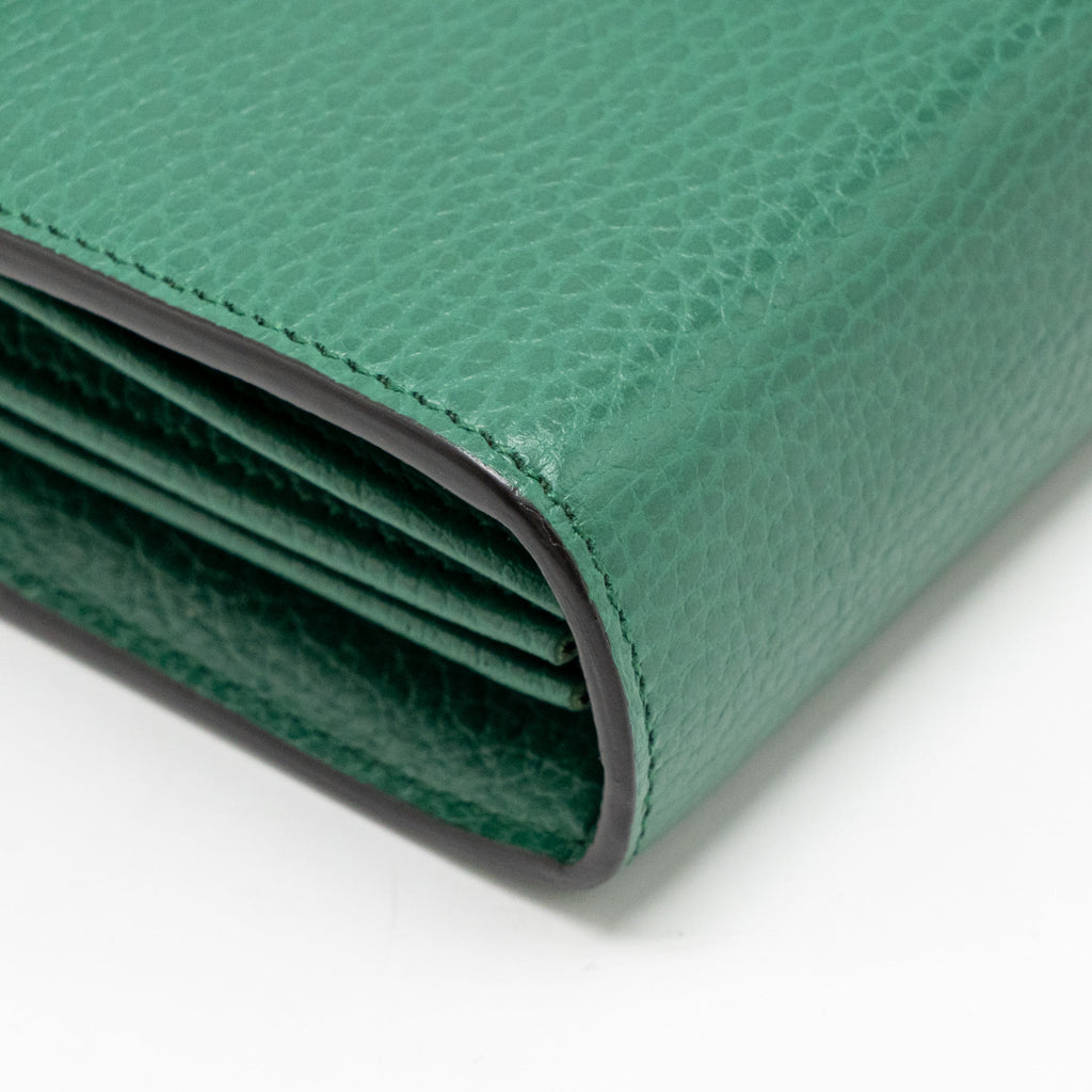 GUCCI MINI DIONYSUS WALLET ON CHAIN CALFSKIN GREEN MULTICOLOUR HARDWARE