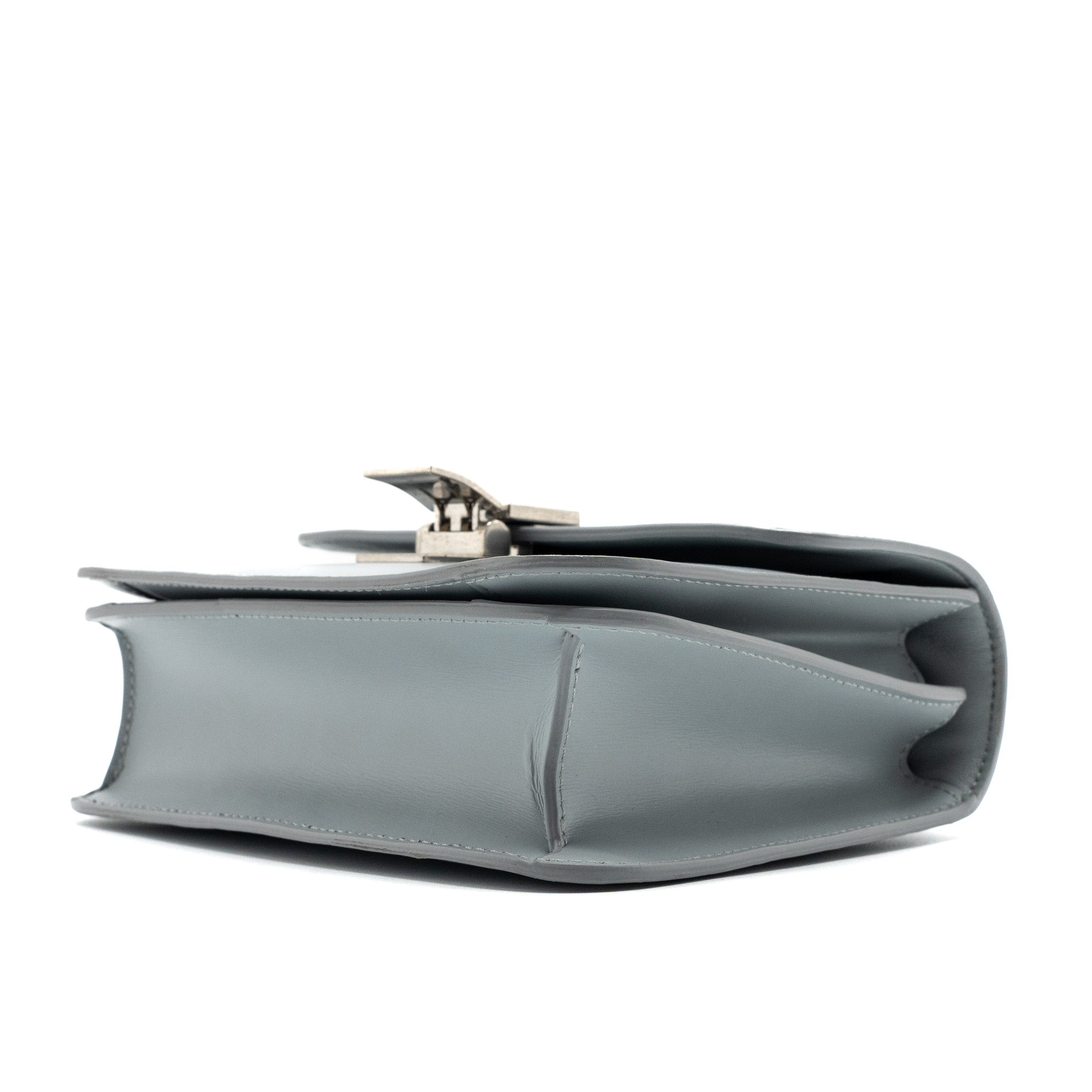 CELINE TEEN CLASSIC BAG BOX CALFSKIN LIGHT GREY SHW