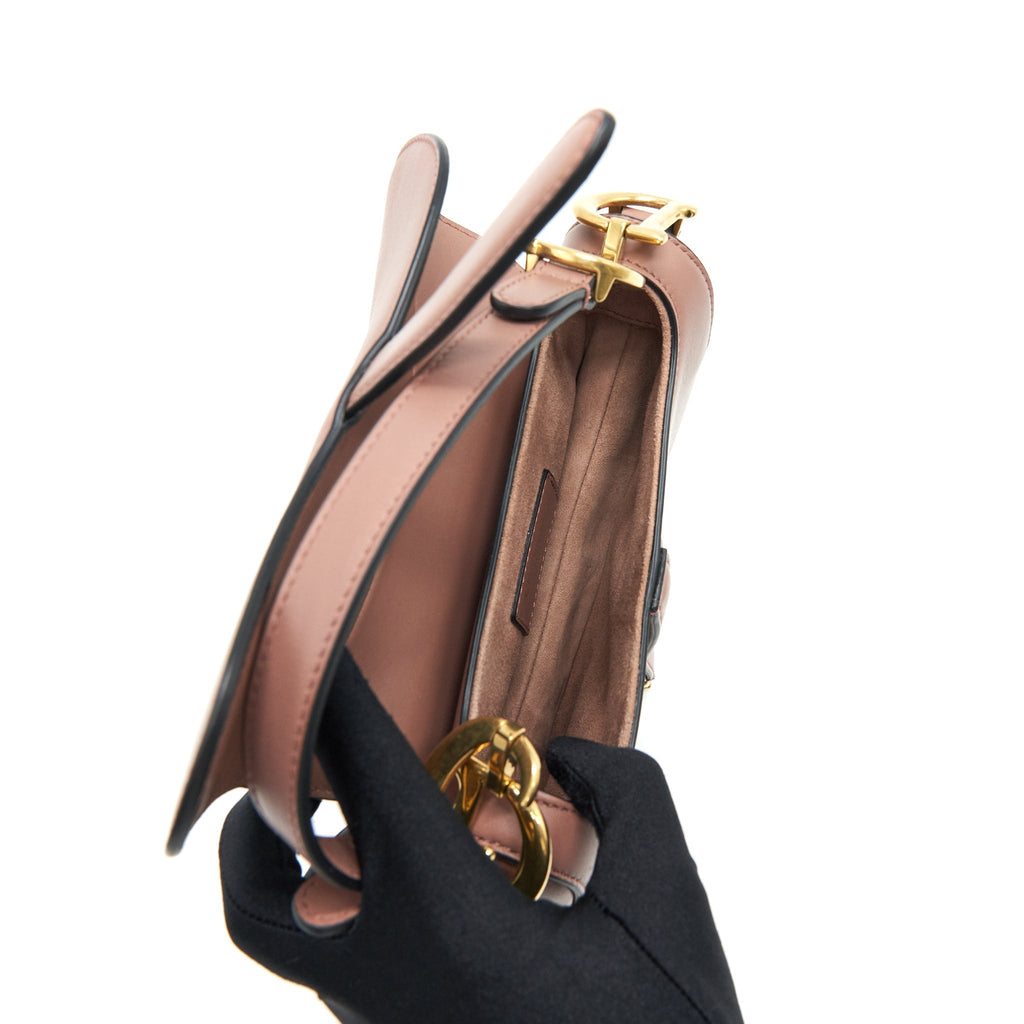 CHRISTIAN DIOR MINI SADDLE BAG PINK CALFSKIN LEATHER