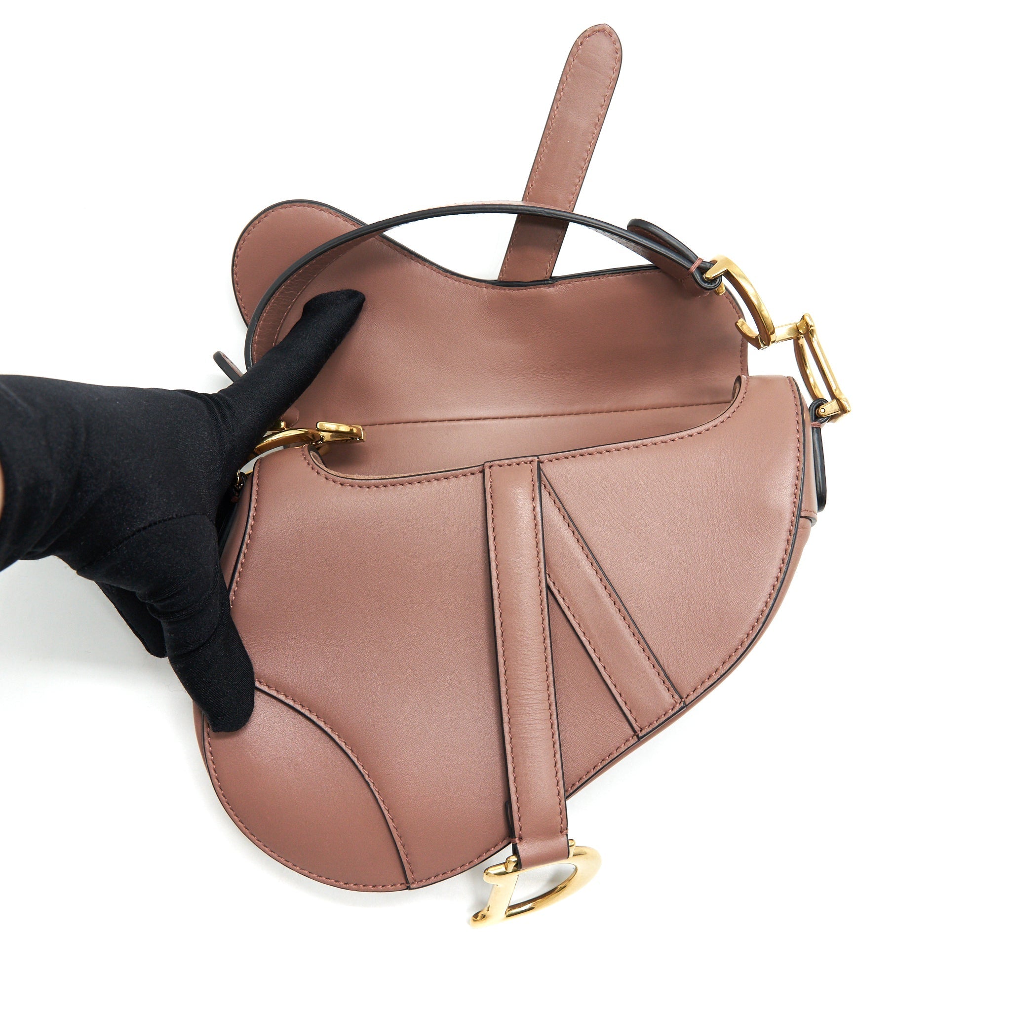 CHRISTIAN DIOR MINI SADDLE BAG PINK CALFSKIN LEATHER