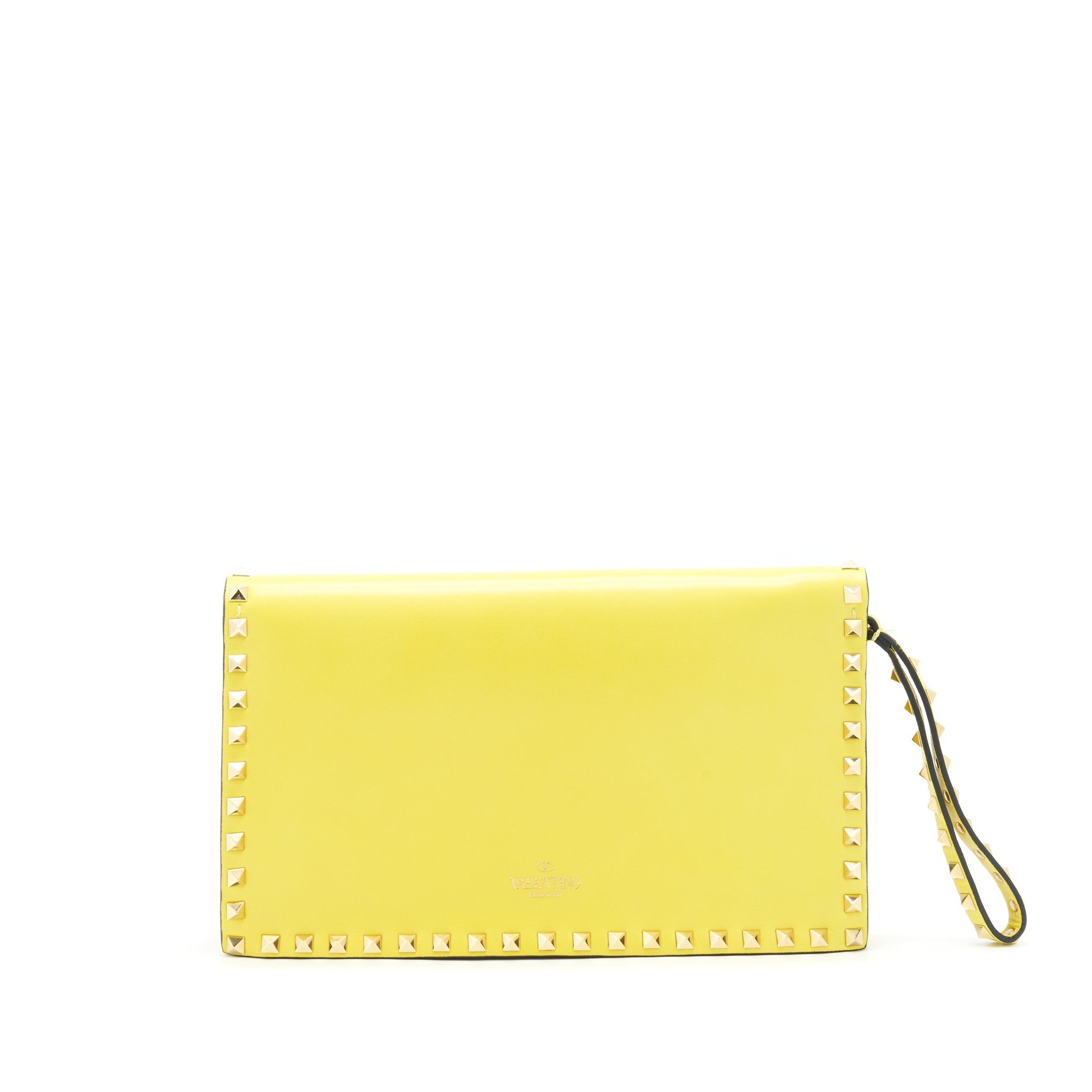 VALENTINO ROCKSTUD CLUTCH BAG YELLOW GHW