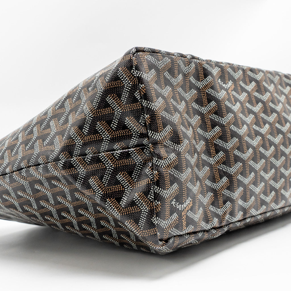 GOYARD SAINT LOUIS PM TOTE GOYARDINE CANVAS/CALFSKIN BLACK SHW