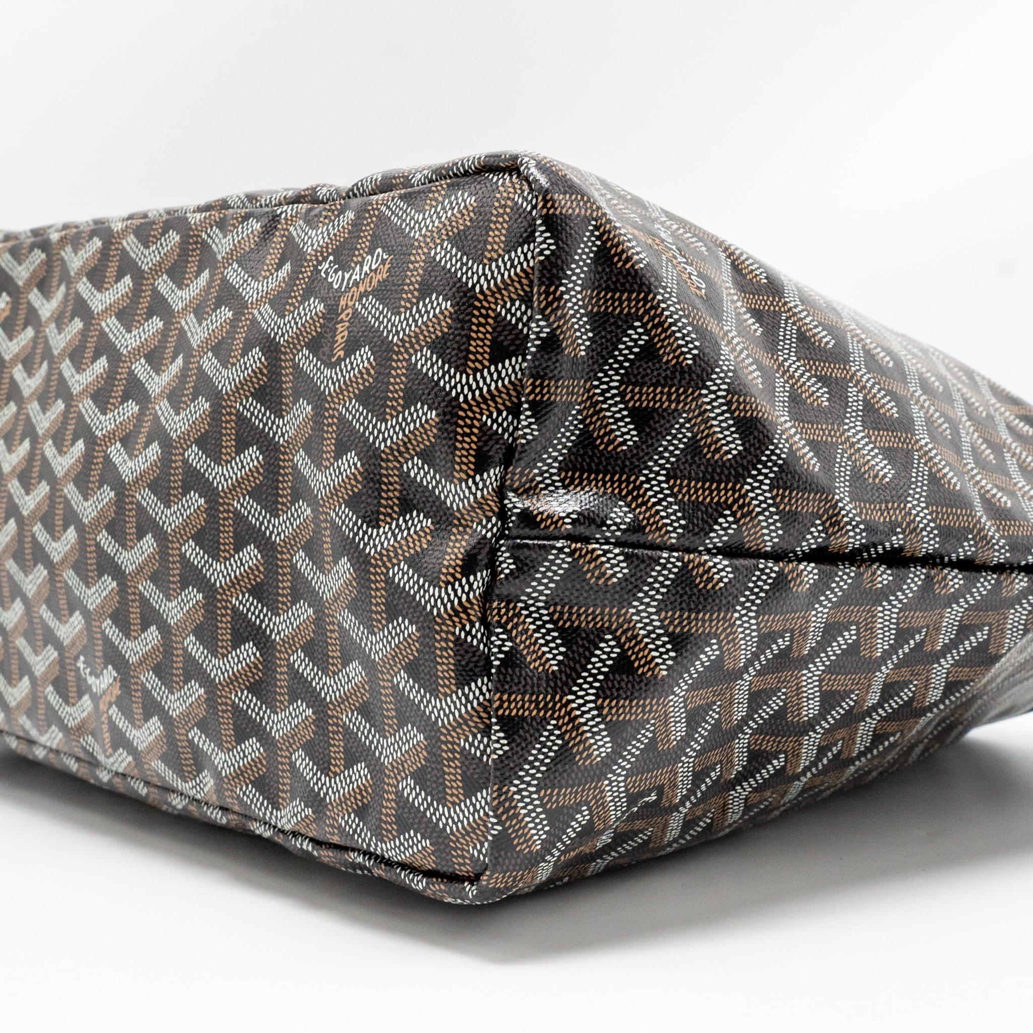 GOYARD SAINT LOUIS PM TOTE GOYARDINE CANVAS/CALFSKIN BLACK SHW