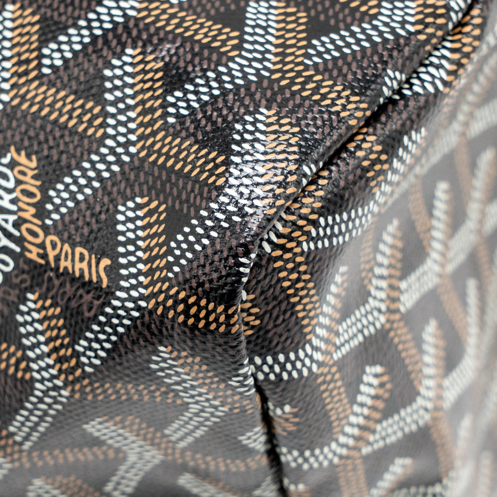 GOYARD SAINT LOUIS PM TOTE GOYARDINE CANVAS/CALFSKIN BLACK SHW