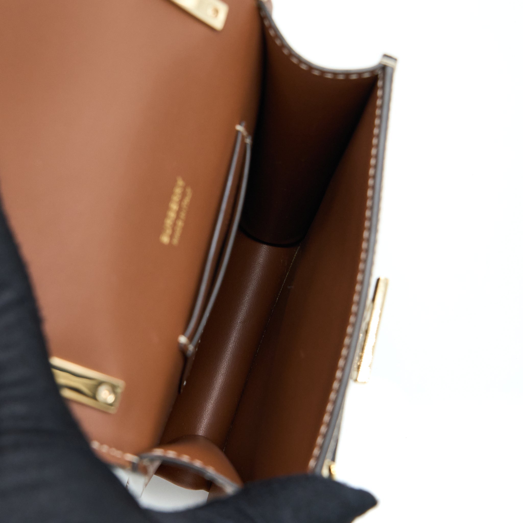 BURBERRY ROBIN BAG MONOGRAM FLOCKED LEATHER GHW