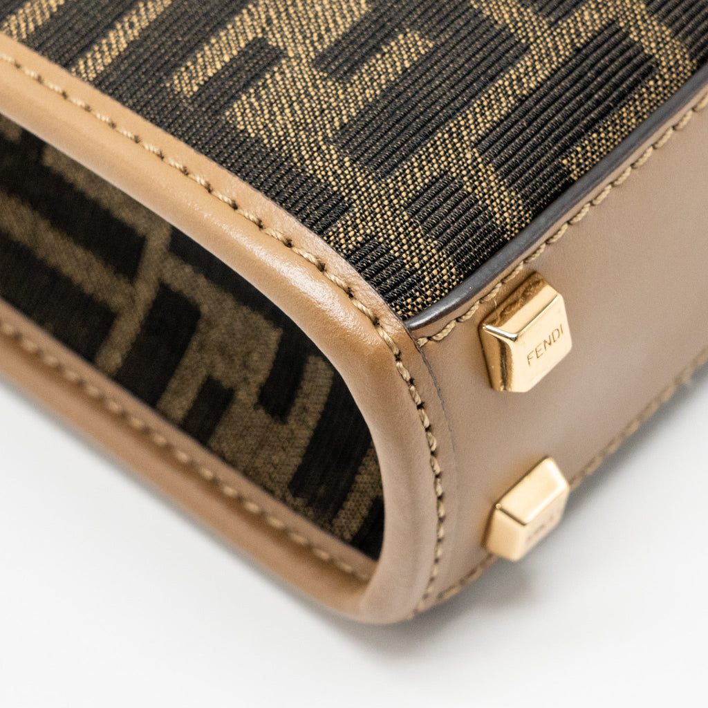 FENDI MINI SUNSHINE SHOPPER BAG FF CANVAS/CALFSKIN BROWN GHW