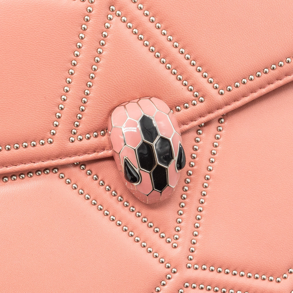 BVLGARI SERPENTI FOREVER SHOULDER BAG STUD LIMITED LAMBSKIN DARK PINK SHW